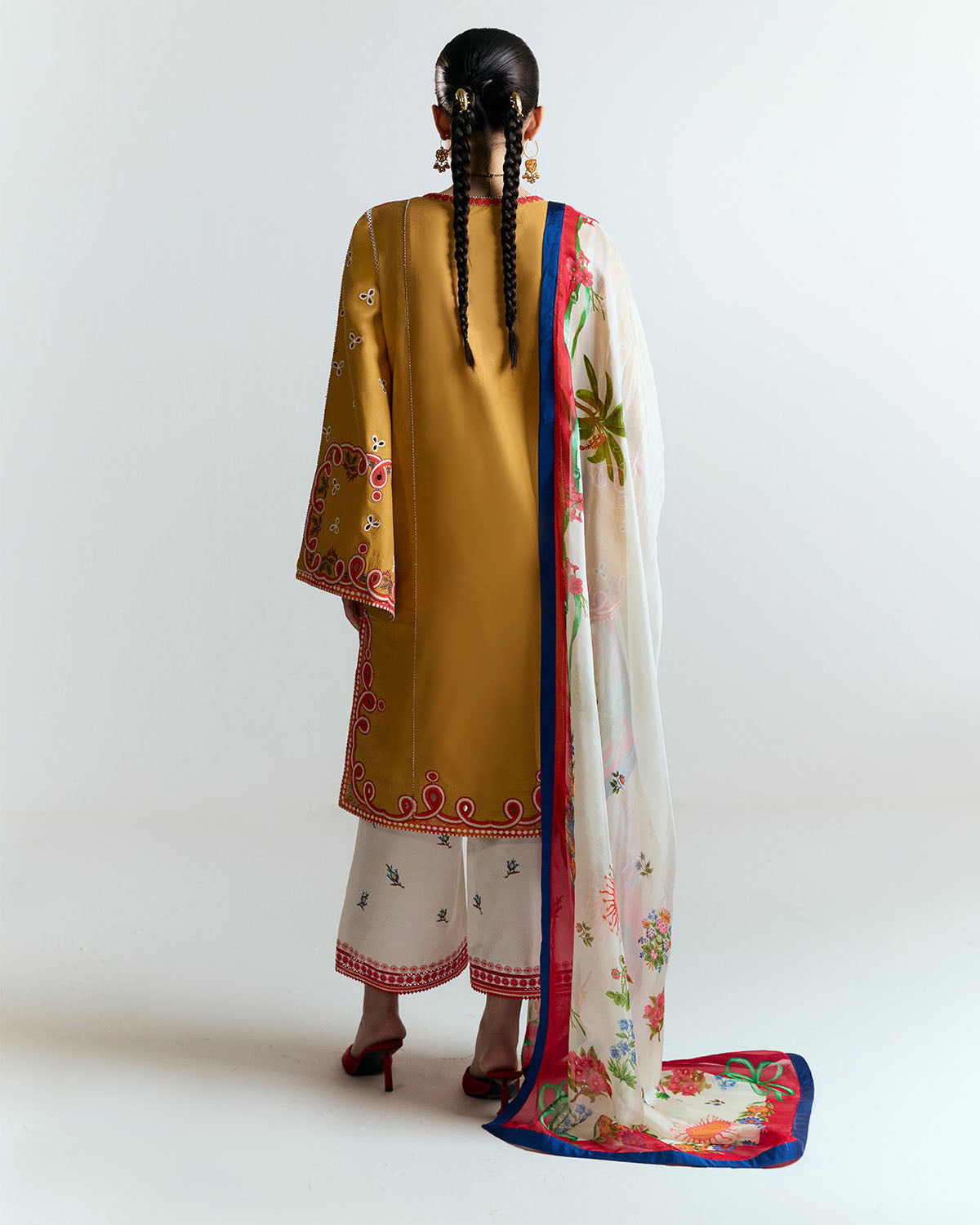 3 Piece Embroidered Linen Suit