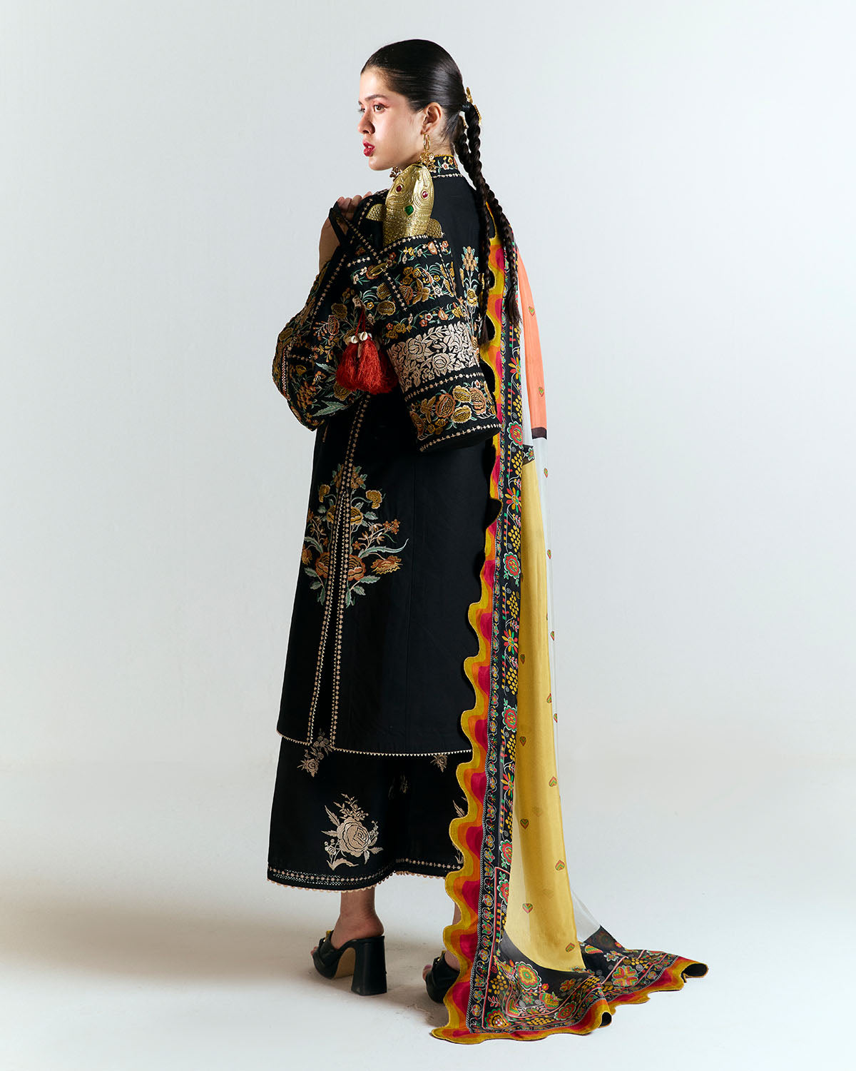 3 Piece Embroidered Velvet Suit