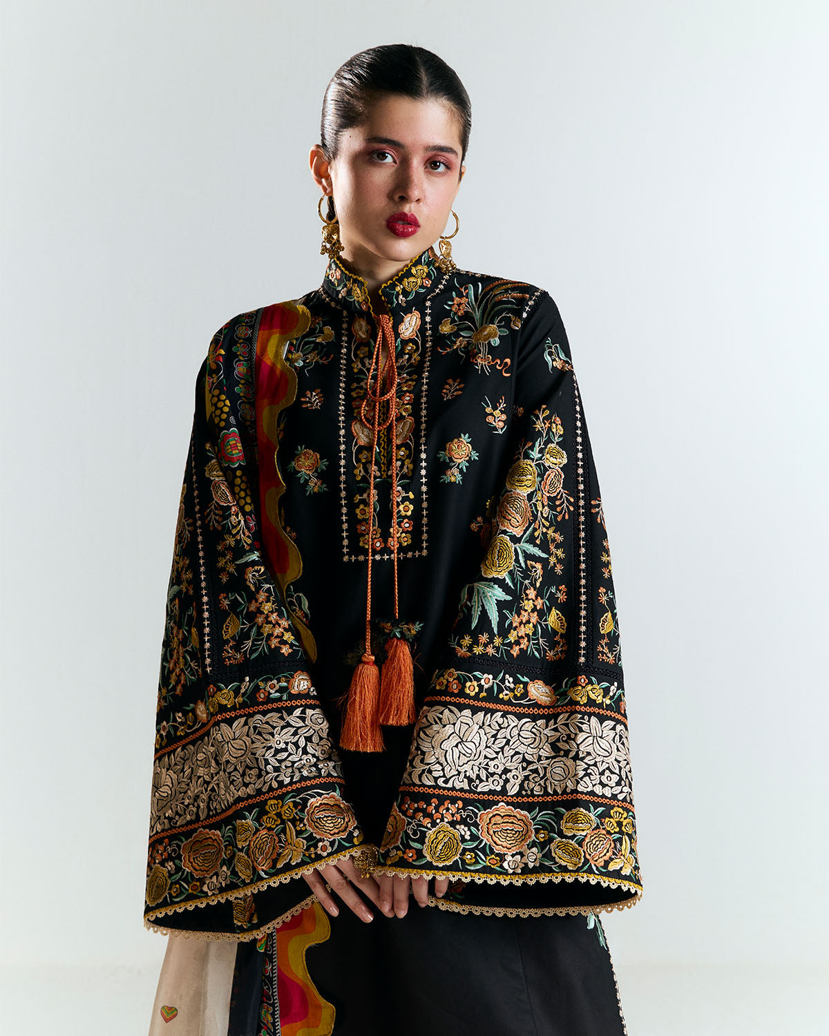 3 Piece Embroidered Velvet Suit