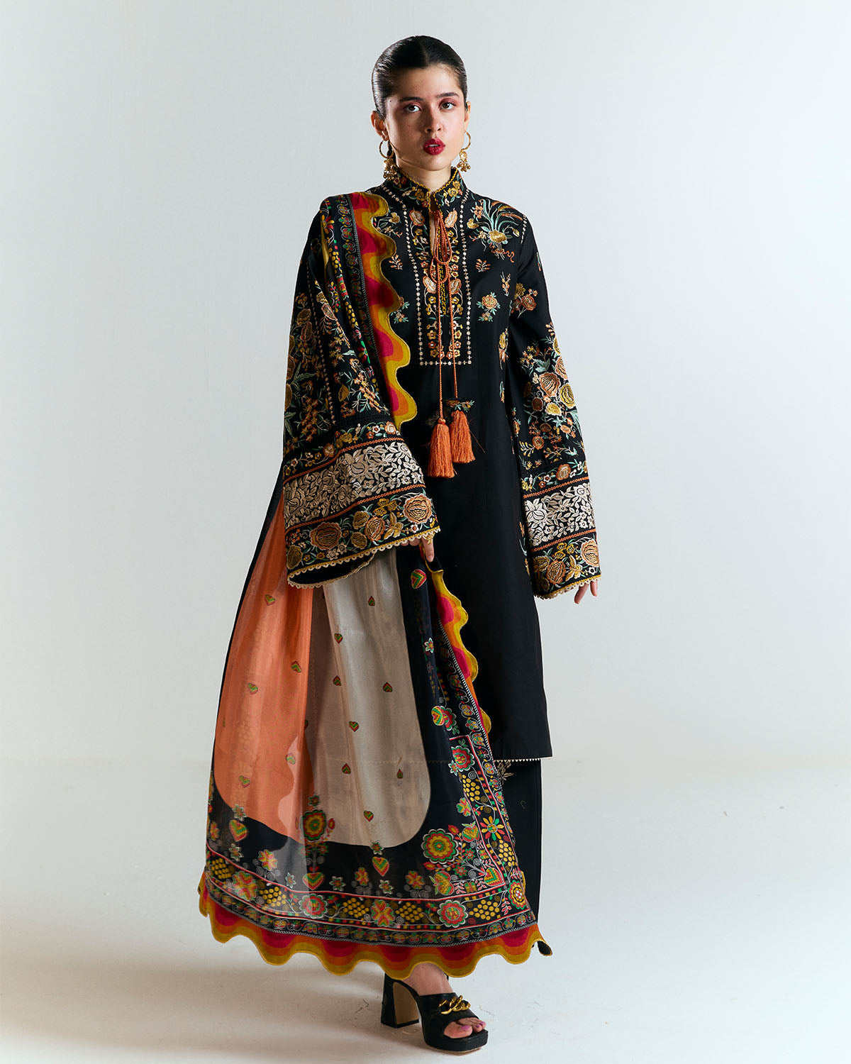 3 Piece Embroidered Velvet Suit