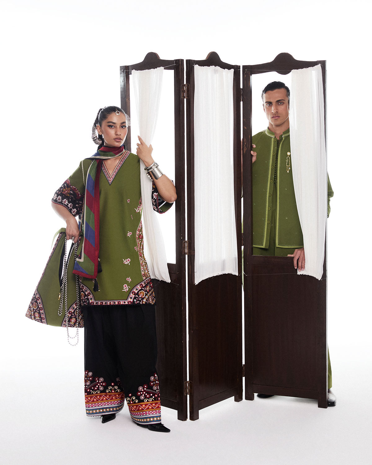Unstitched Embroidered Chiffon Saree