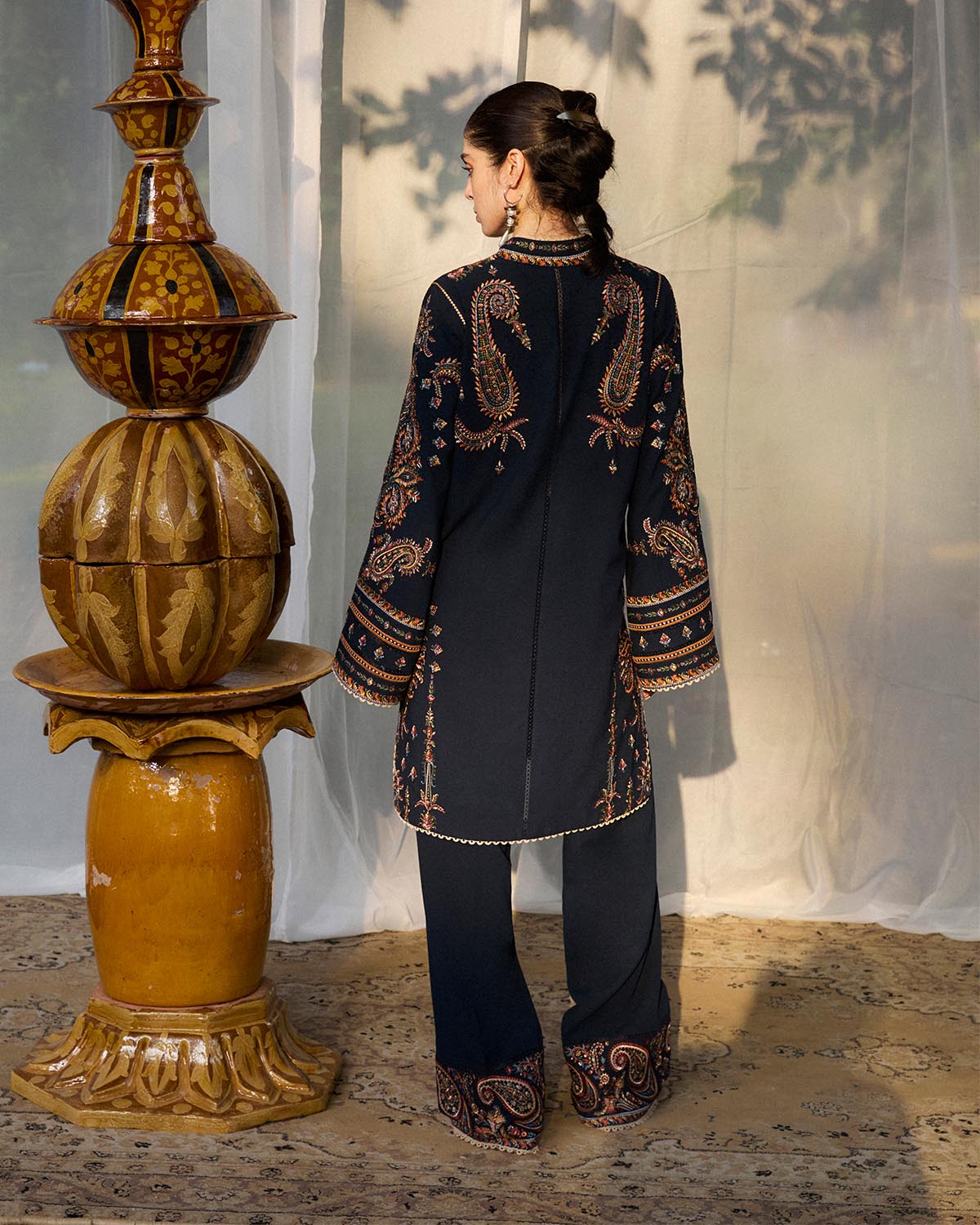 3 Piece Embellished Net Suit