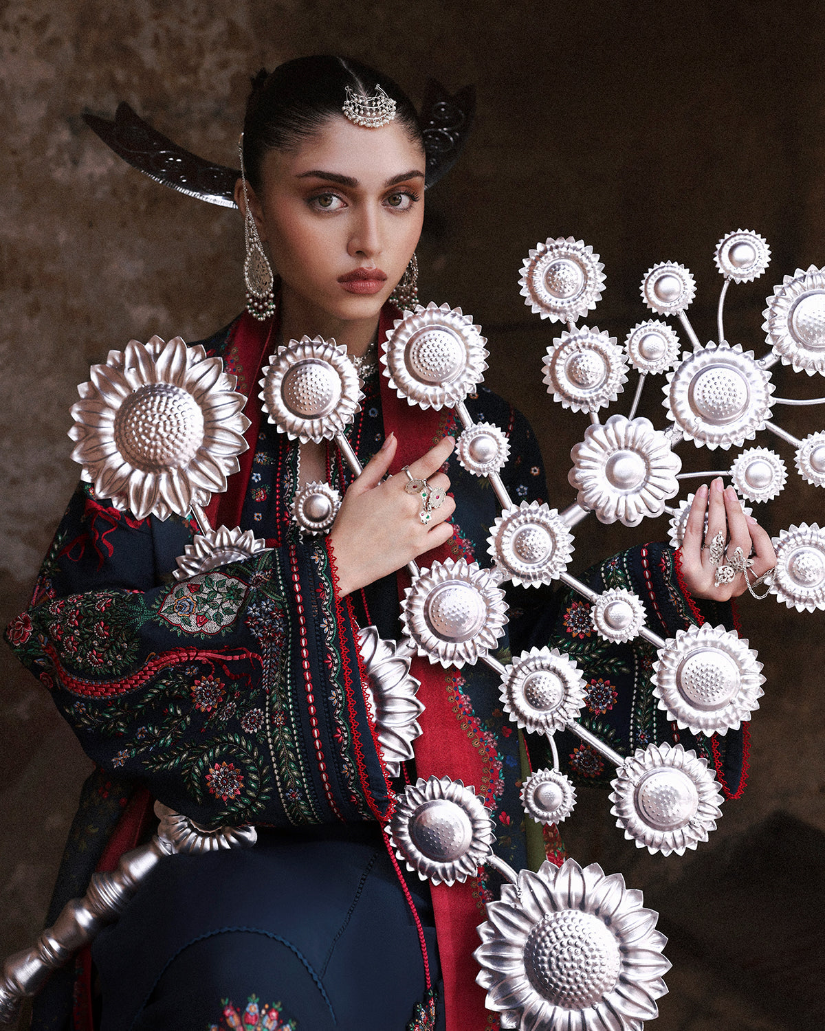 3 Piece Embroidered Net Suit