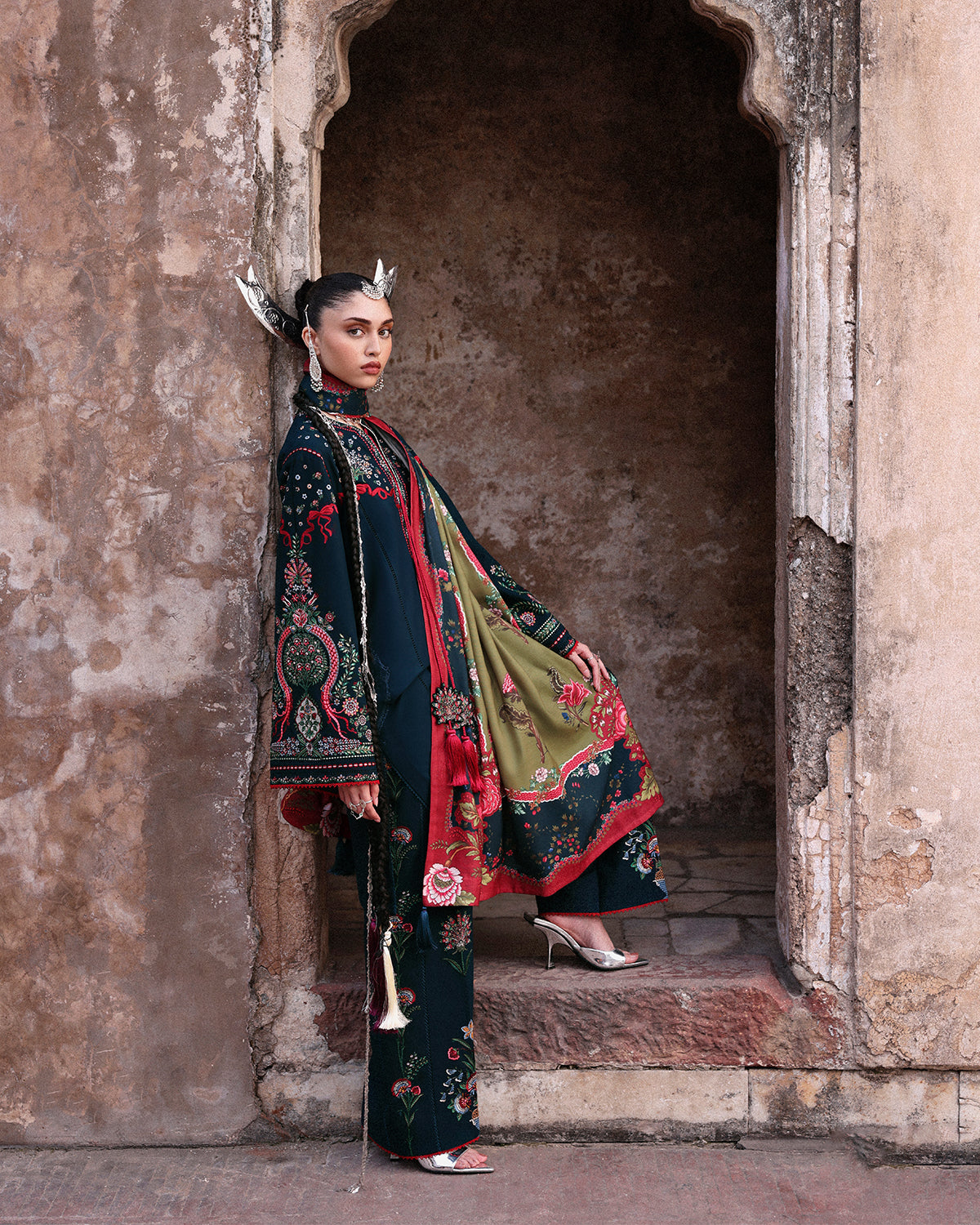 3 Piece Embroidered Net Suit