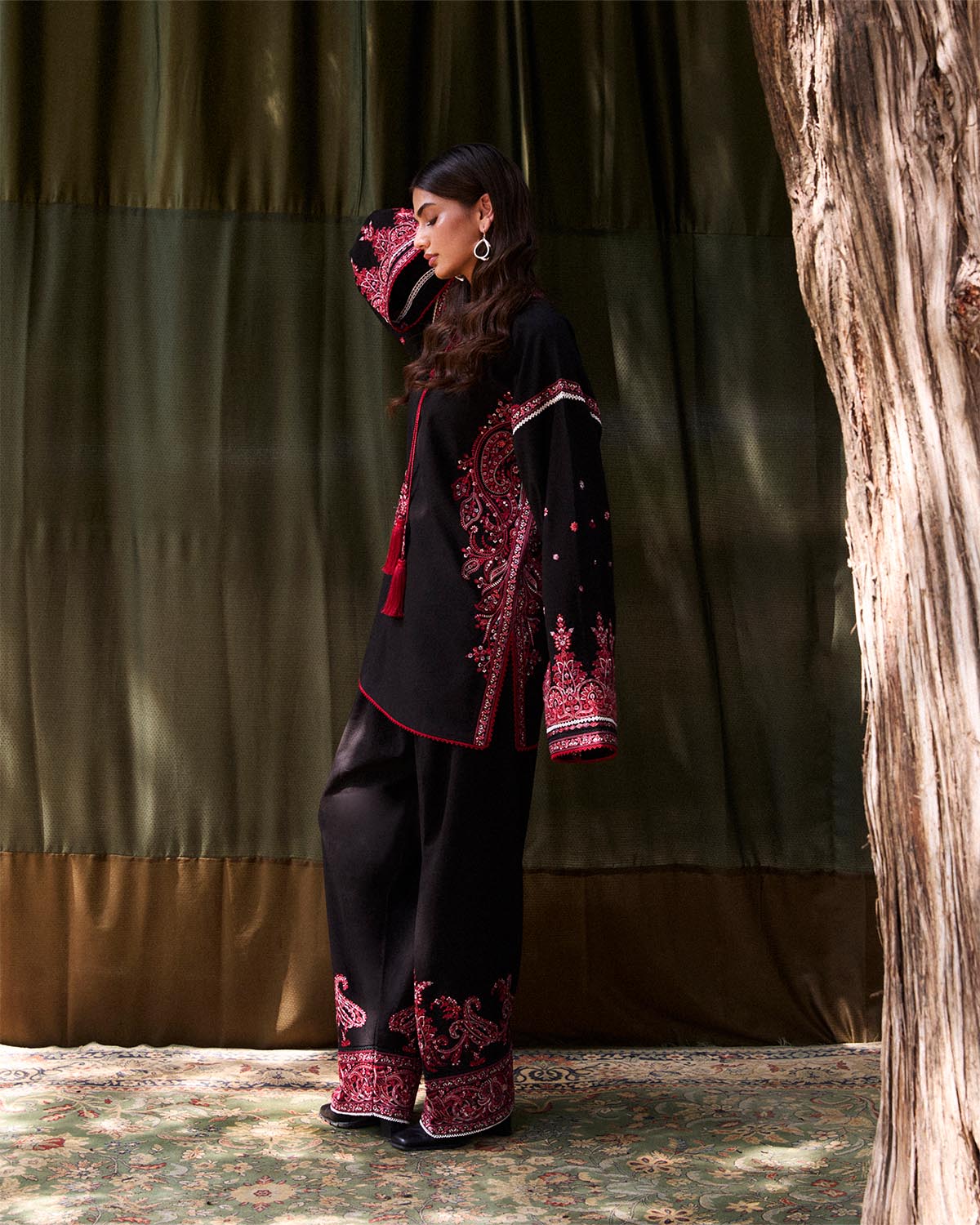3 Piece Embroidered Net Suit