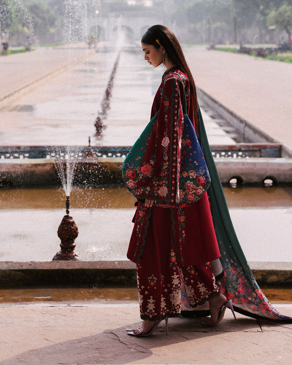 3 Piece Embroidered Velvet Suit