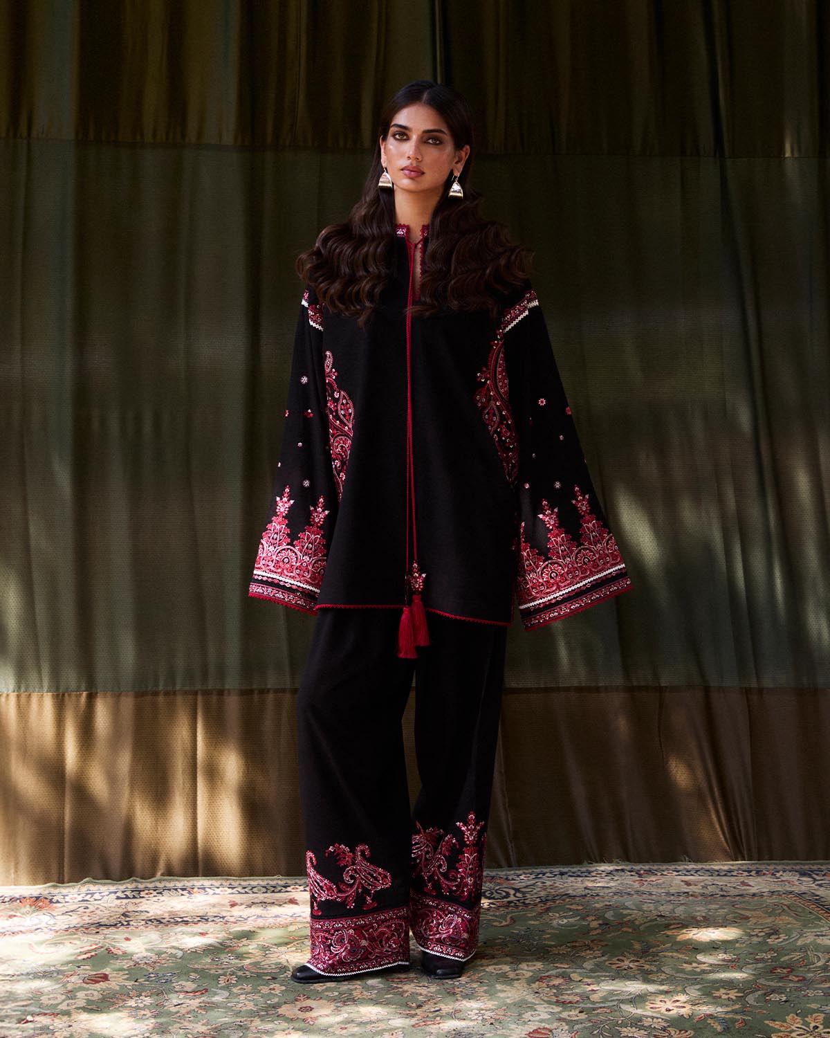 3 Piece Embroidered Net Suit