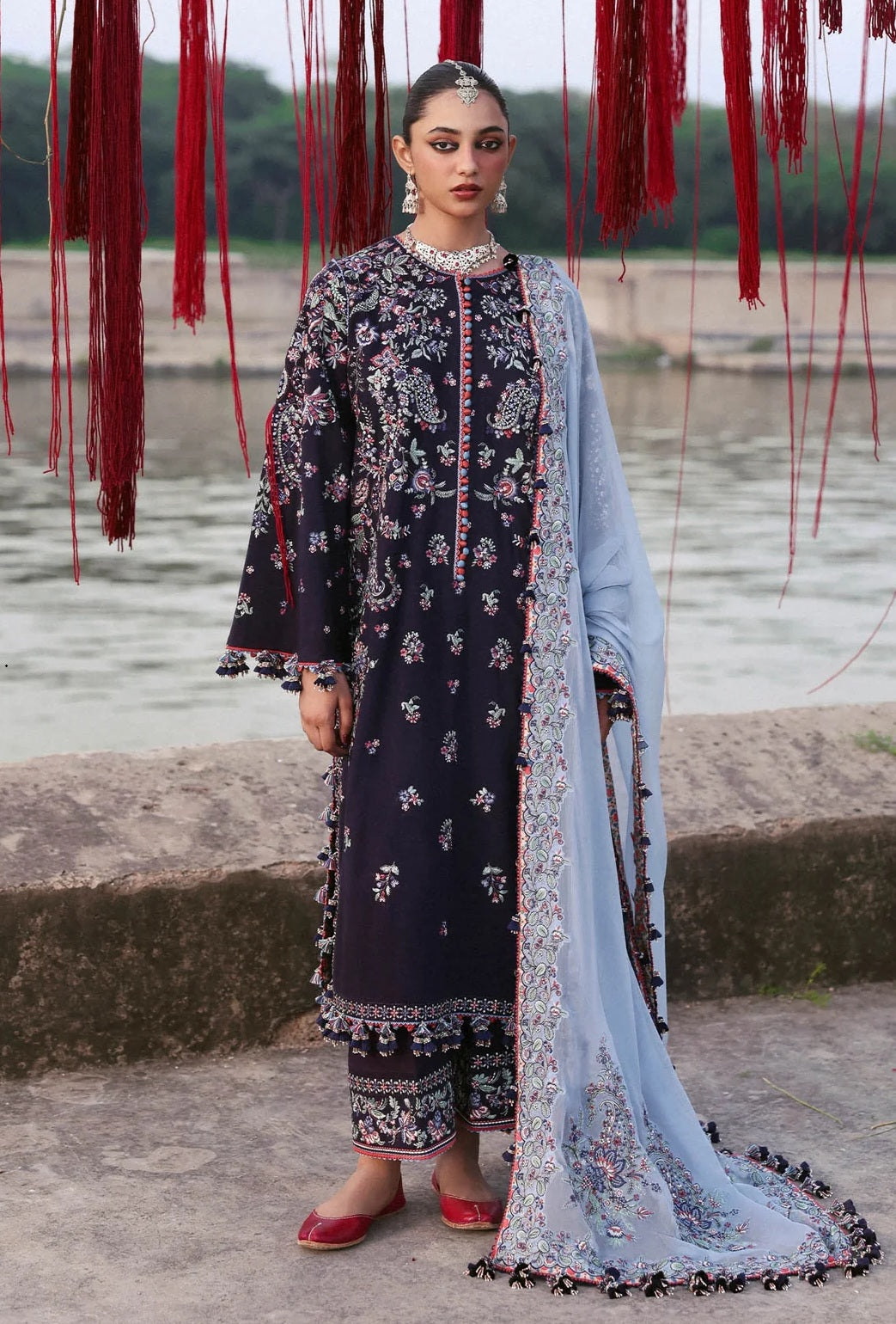 Hussain Rehar - Luxury Lawn Embroidered 3 Piece Unstitched - Rogue