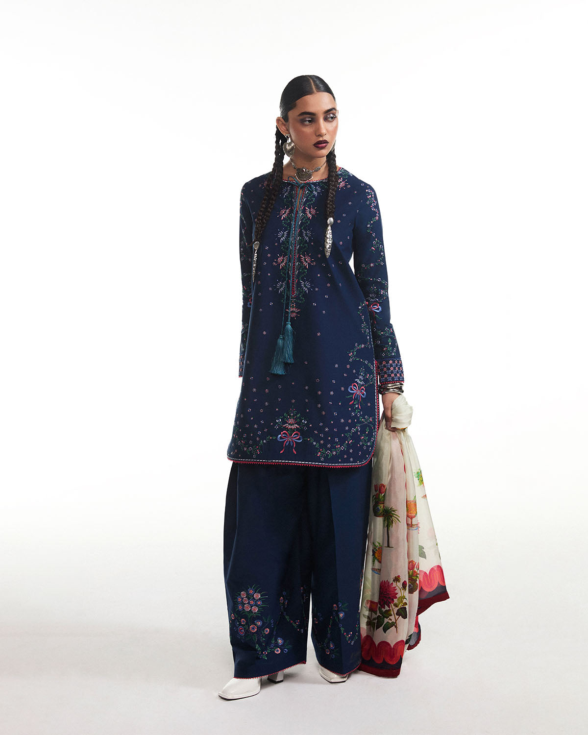 3 Piece Embroidered Organza Suit
