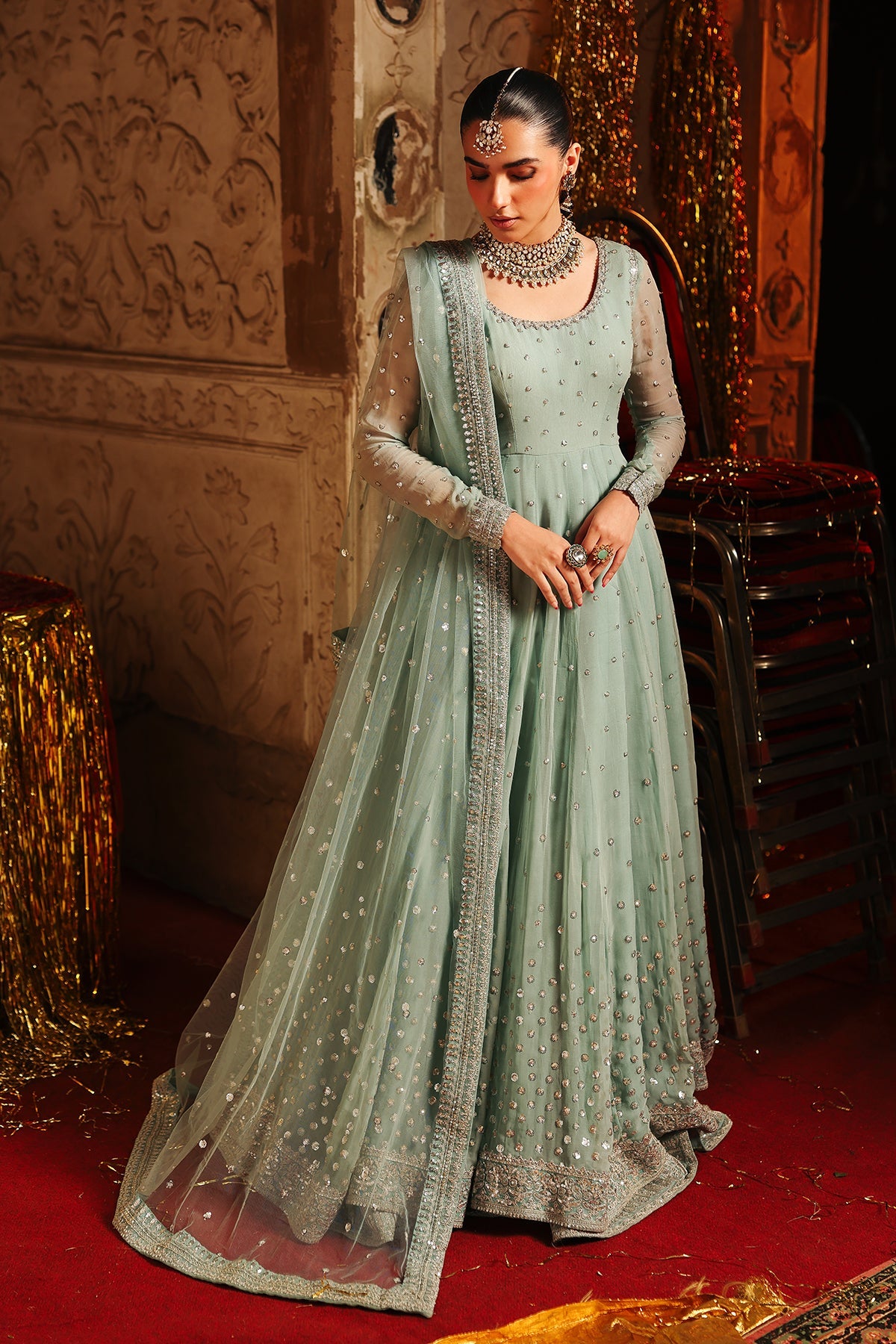 3-PC Embroidered Chiffon Suit CMA-5-258