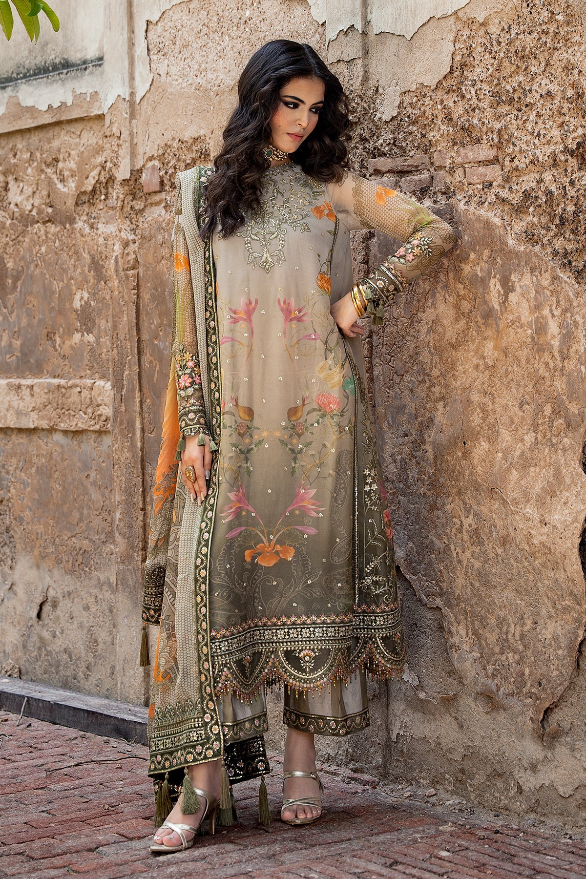 3-PC Unstitched Embroidered Chiffon Collection VSLW6-07
