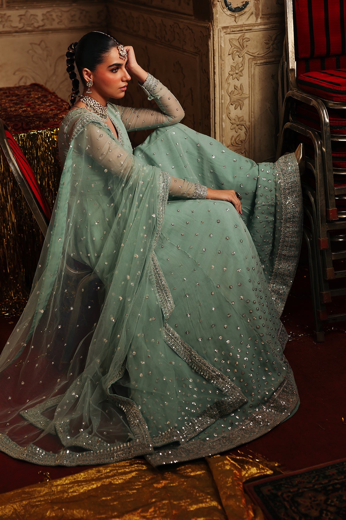 3-PC Embroidered Chiffon Suit CMA-5-258