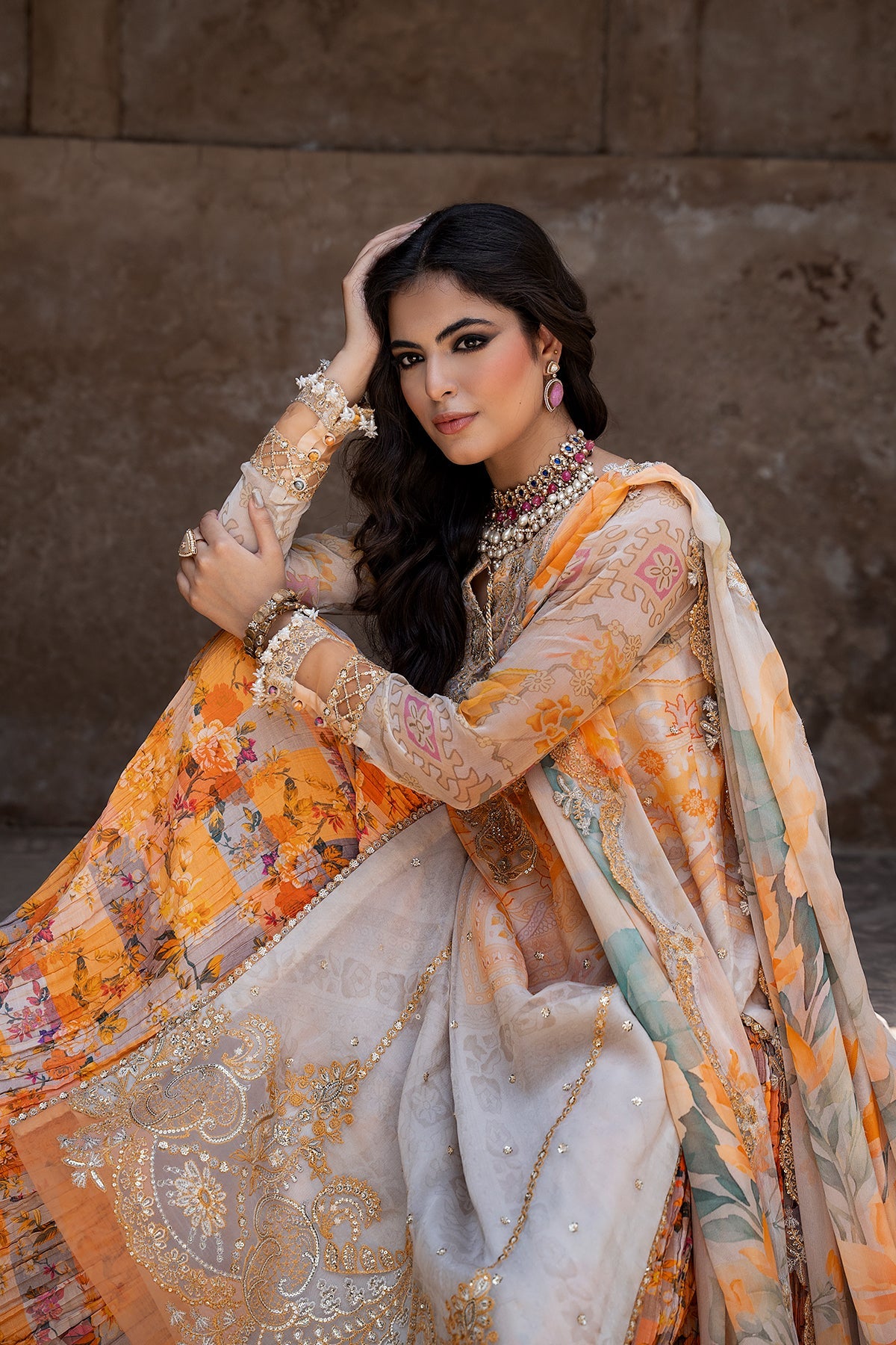 3-PC Unstitched Embroidered Chiffon Collection VSLW6-06