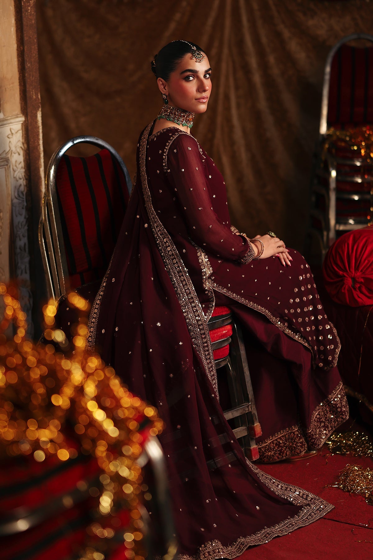 3-PC Embroidered Chiffon Suit CMA-5-145