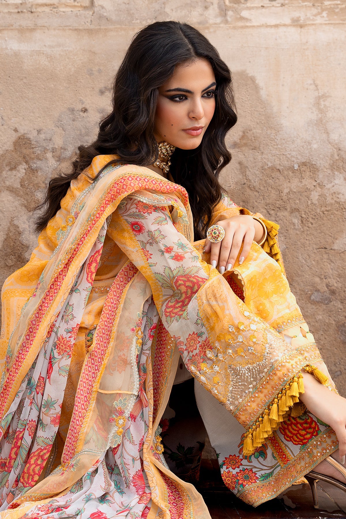 3-PC Unstitched Embroidered Chiffon Collection VSLW6-09