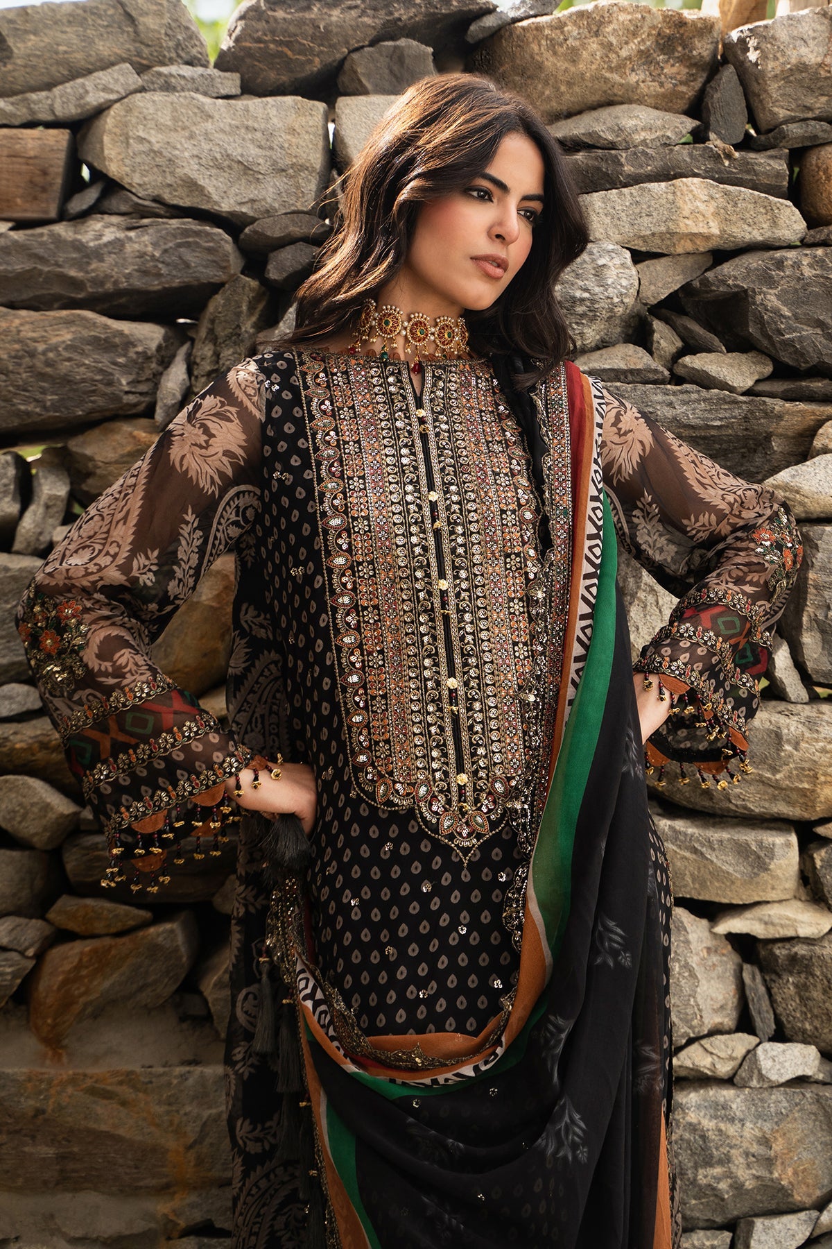 3-PC Unstitched Embroidered Chiffon Collection VSLW6-15