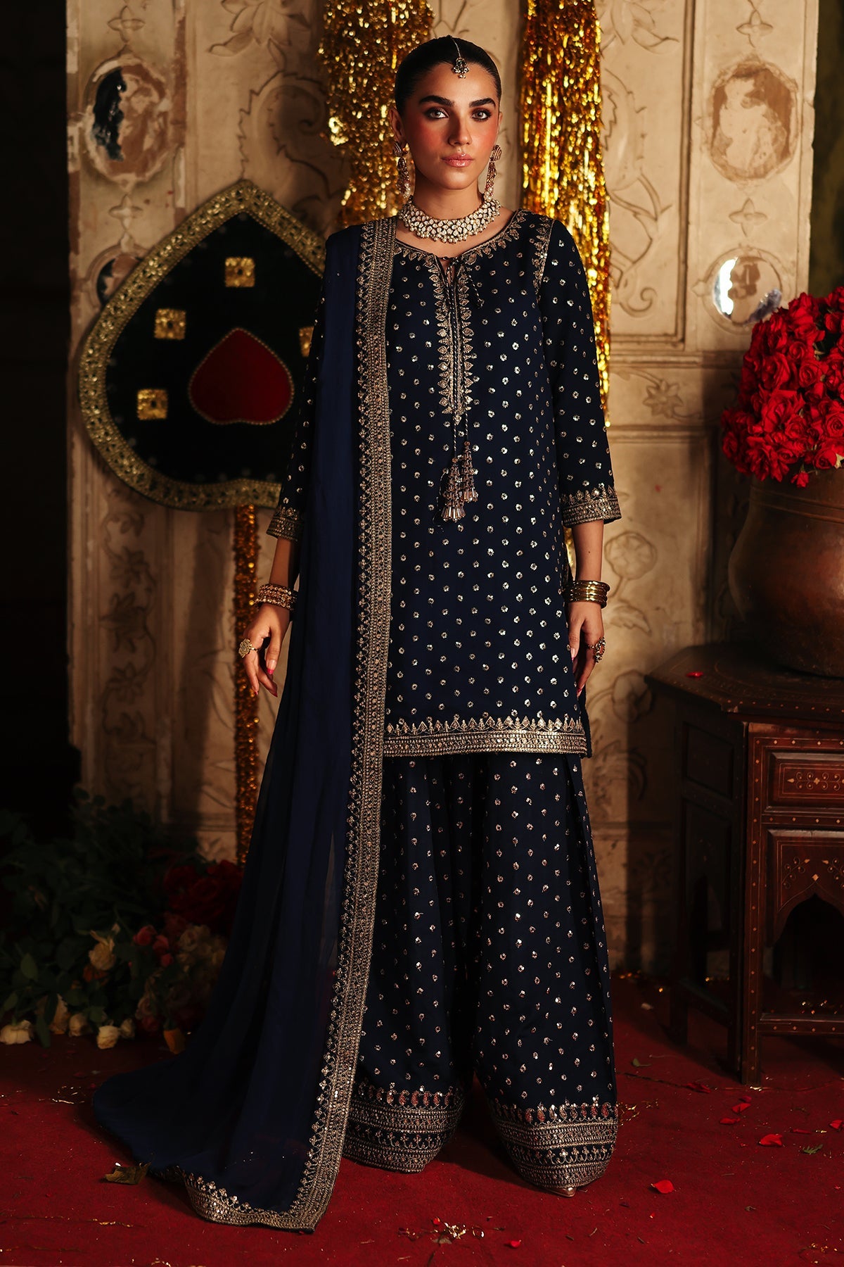 3-PC Embroidered Chiffon Suit CMA-5-159