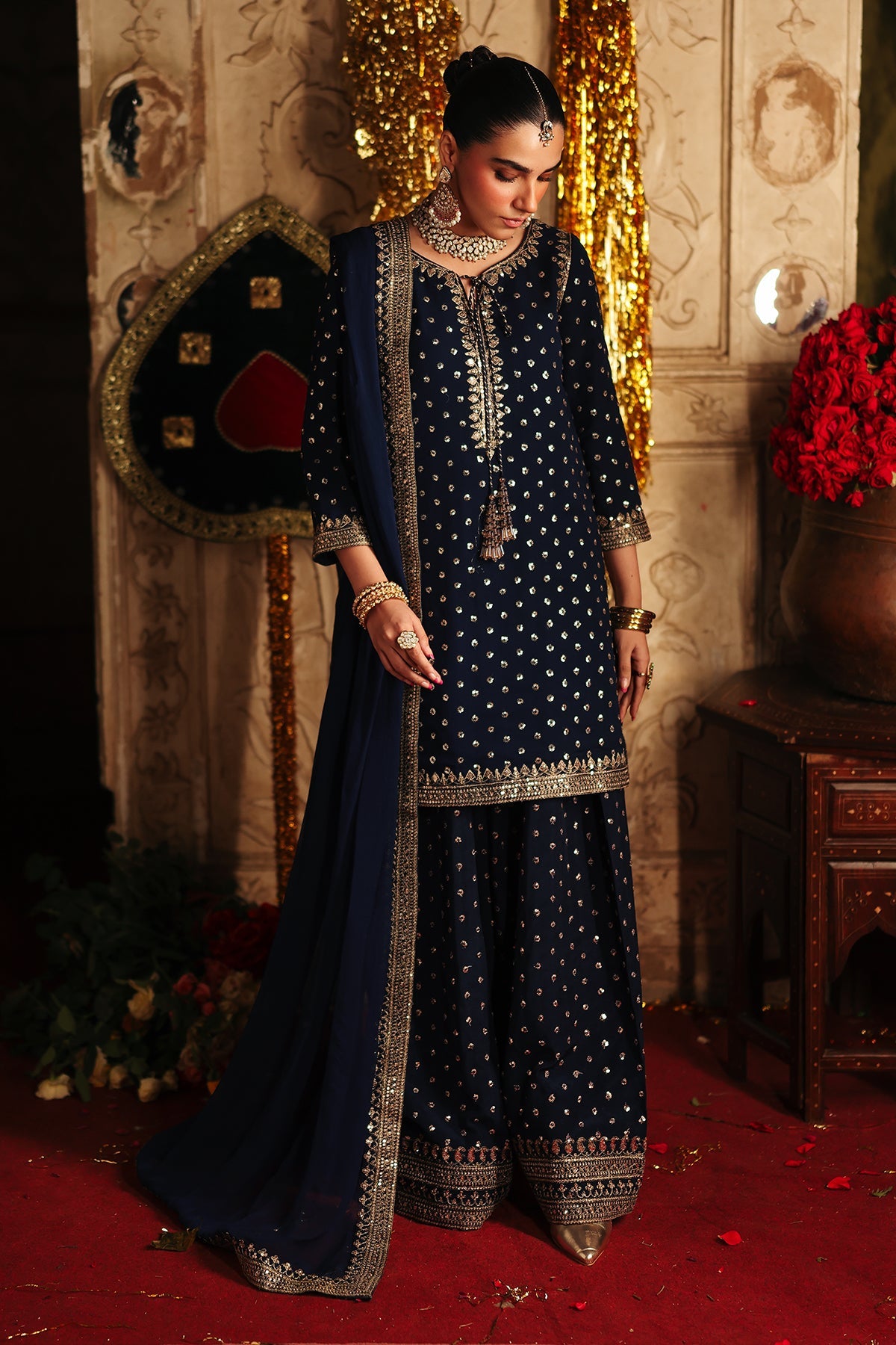 3-PC Embroidered Chiffon Suit CMA-5-159