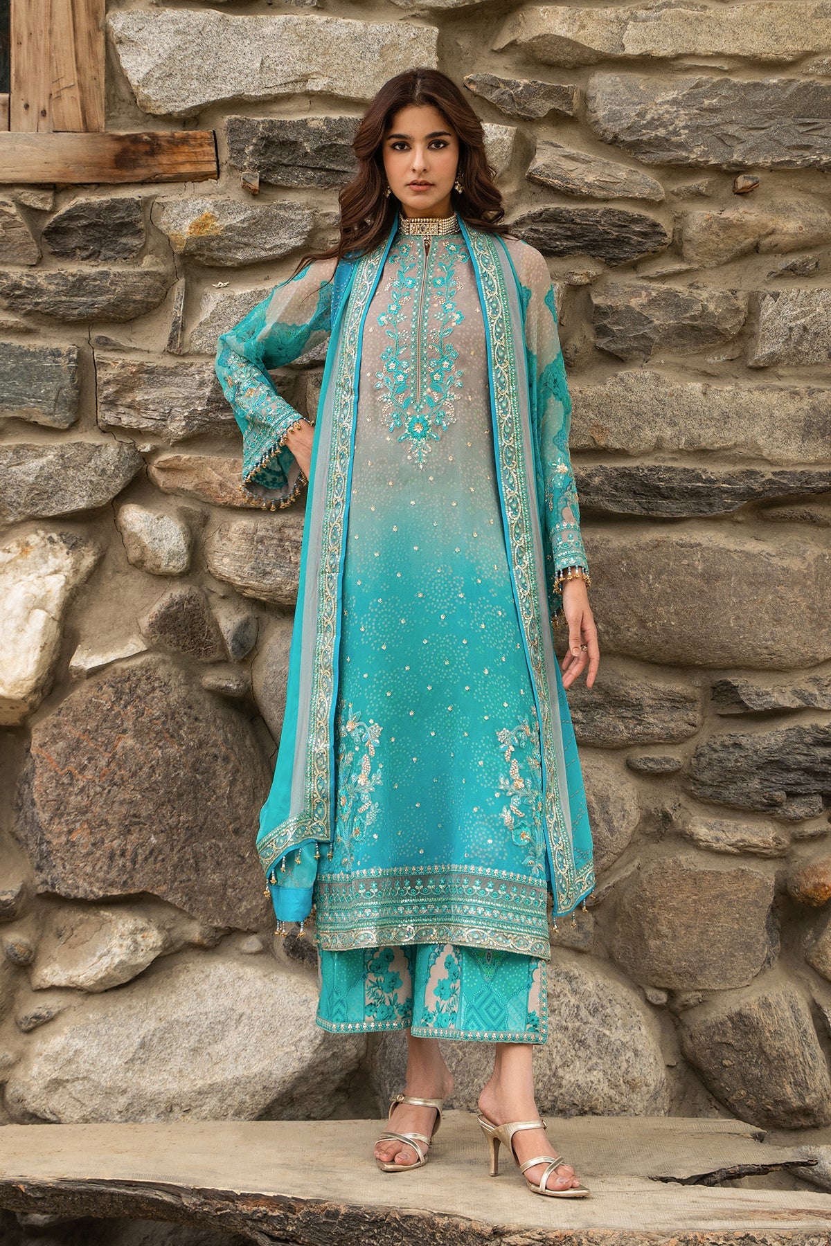 3-PC Unstitched Embroidered Chiffon Collection VSLW6-17