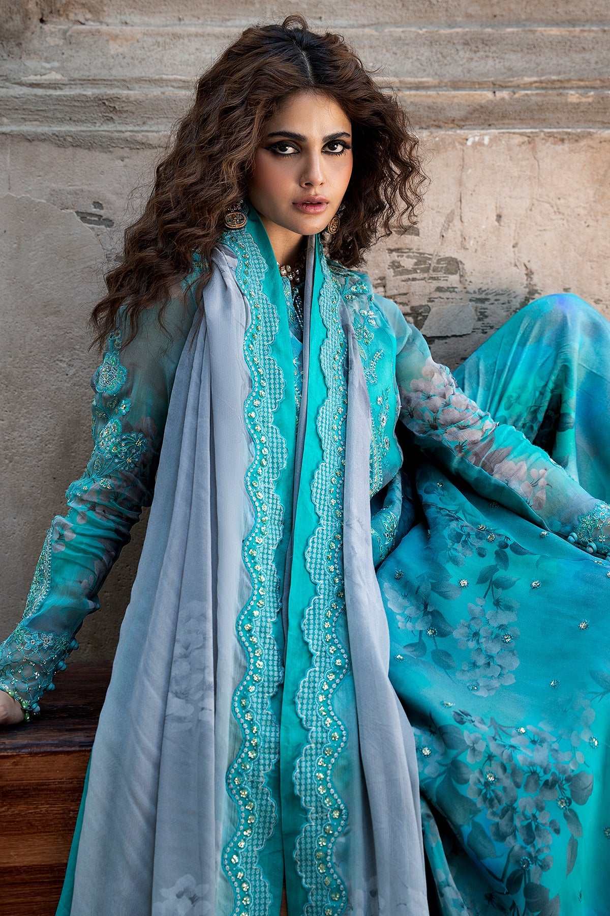 3-PC Unstitched Embroidered Chiffon Collection VSLW6-08