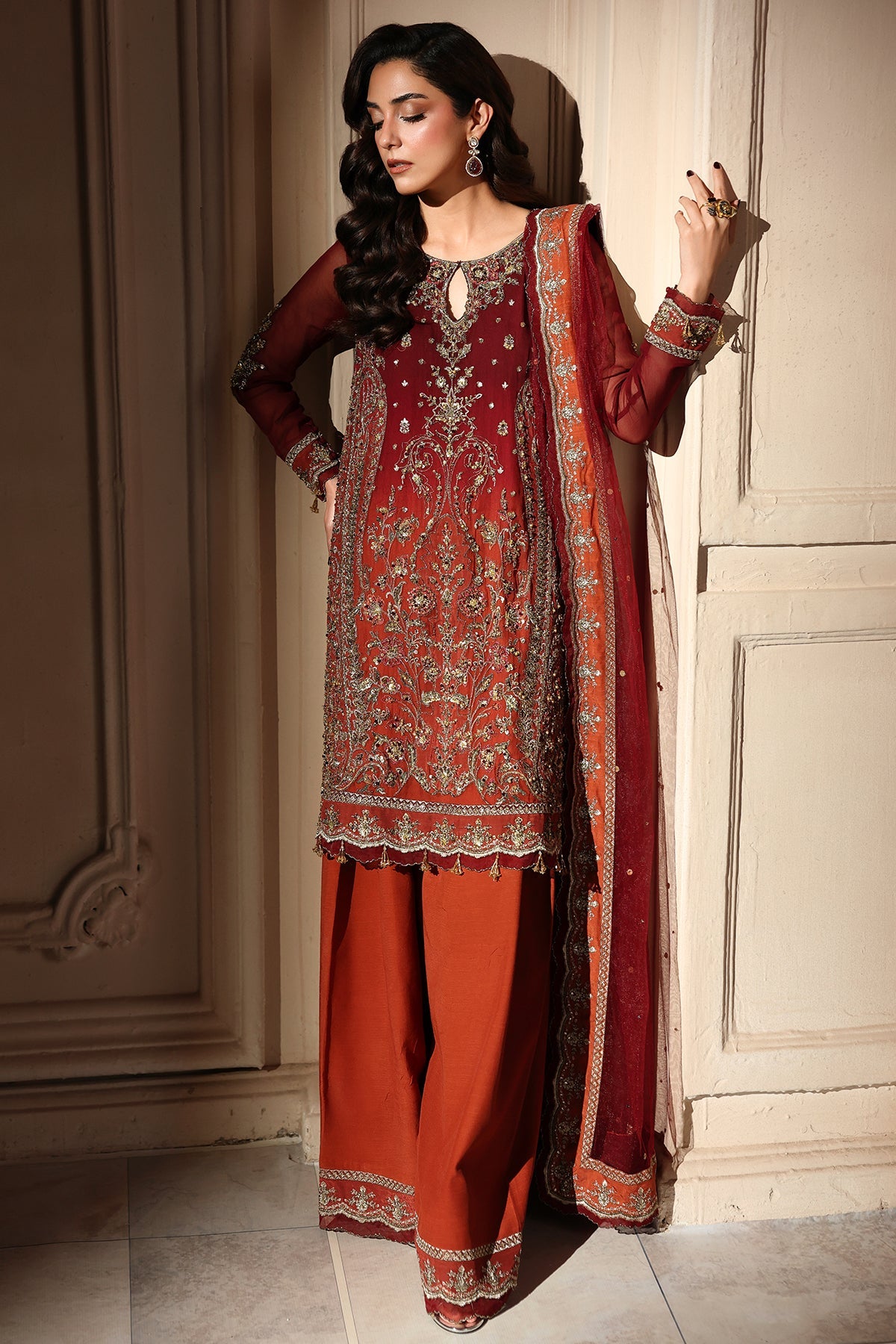 3-PC Unstitched Embroidered Luxury Chiffon DJW6-08