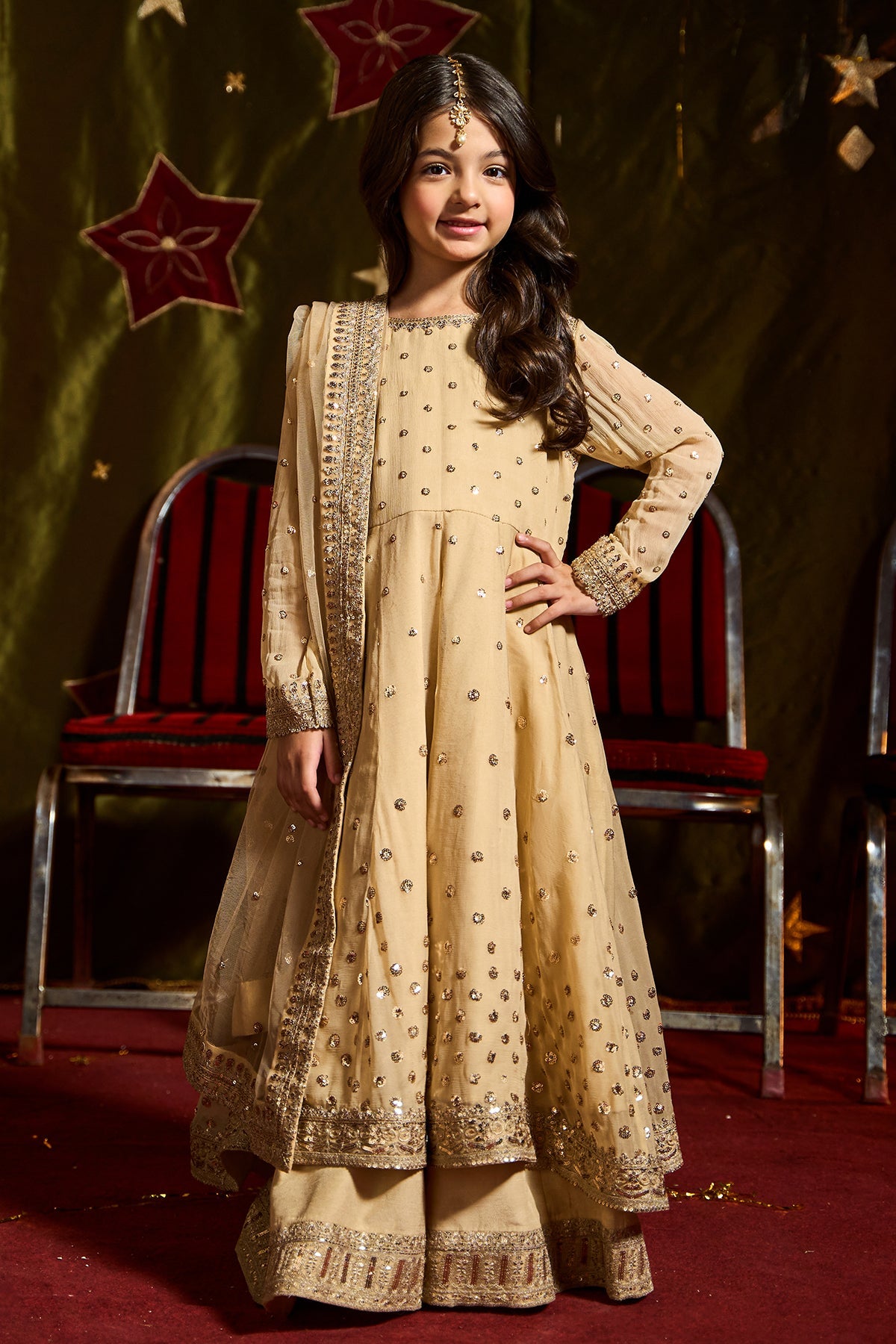 3-PC Embroidered Chiffon Suit CKP-5-182