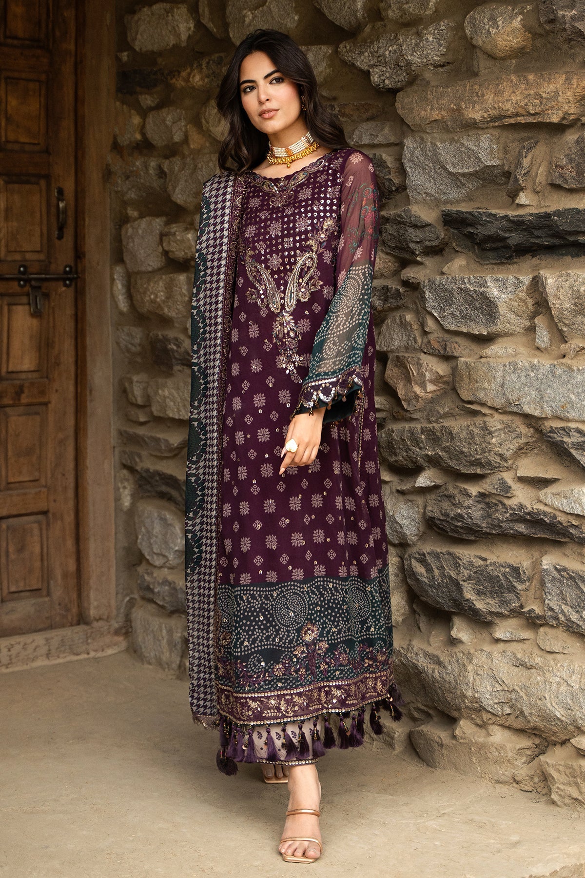 3-PC Unstitched Embroidered Chiffon Collection VSLW6-12