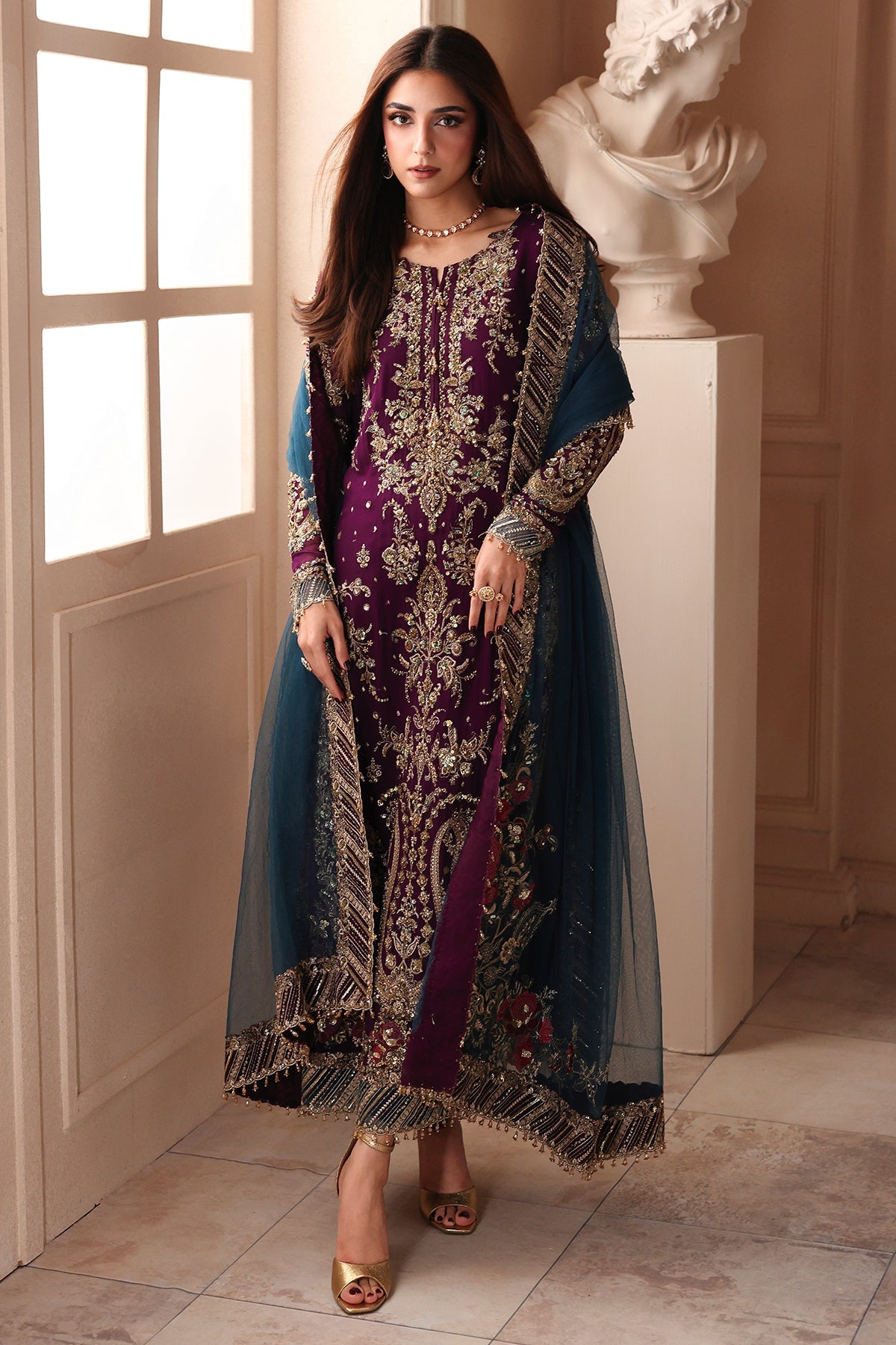 3-PC Unstitched Embroidered Luxury Chiffon DJW6-01