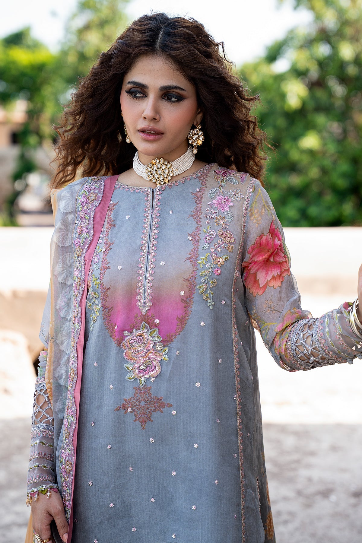 3-PC Unstitched Embroidered Chiffon Collection VSLW6-03
