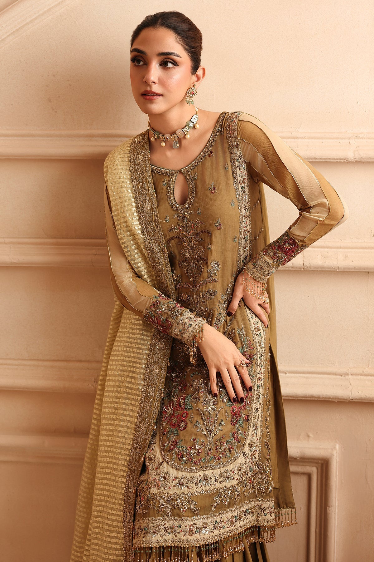 3-PC Unstitched Embroidered Luxury Chiffon DJW6-06