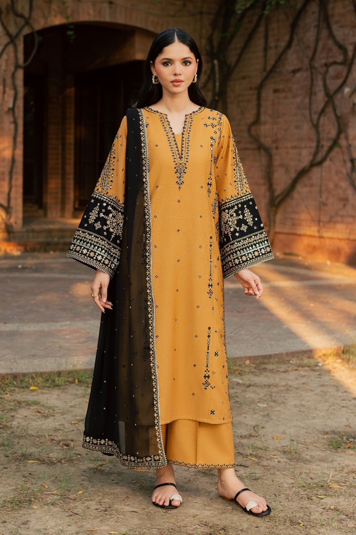 Arzina 3Pc - Embroidered Karandi Pret
