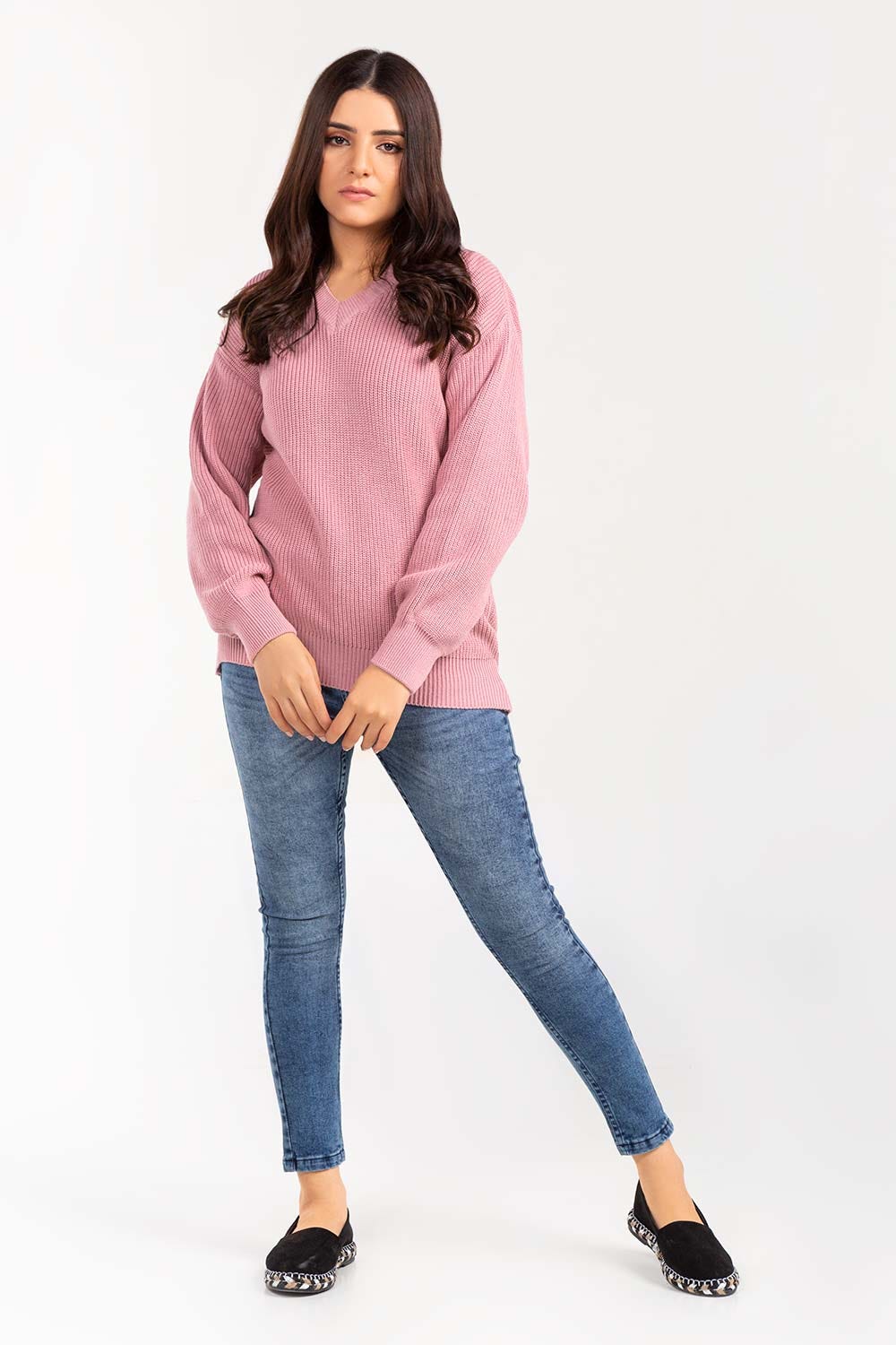 Cotton V-Neck Pull Over Sweater