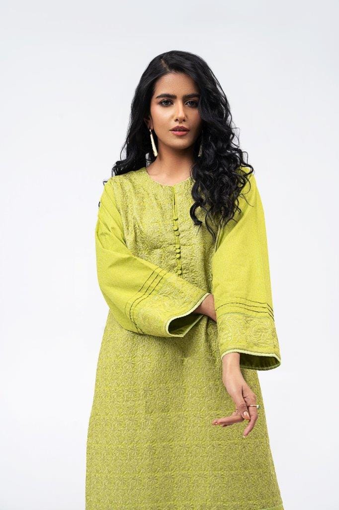 Karandi Dyed Embroidered Shirt
