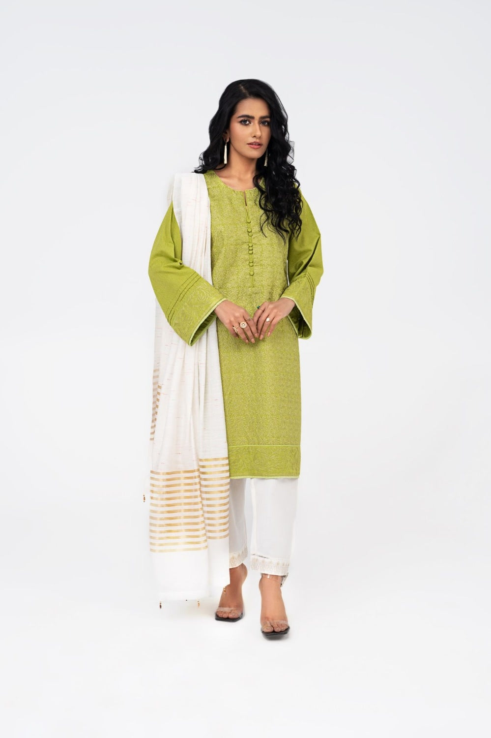 Karandi Dyed Embroidered Shirt