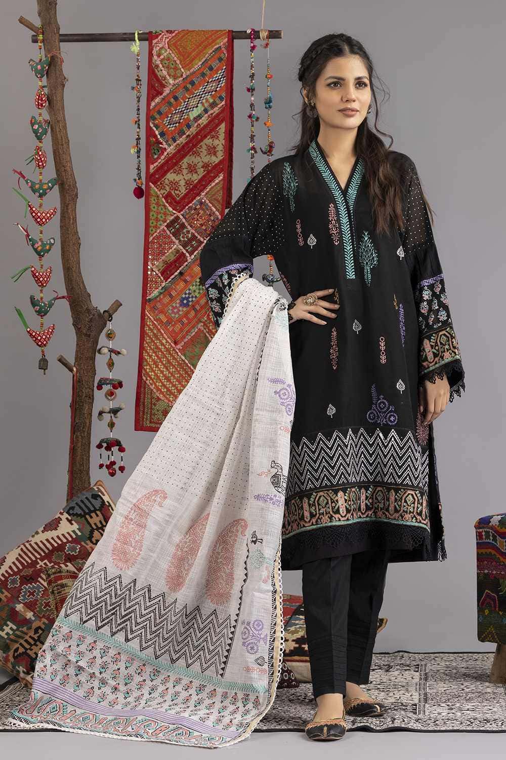 Tehwaar Block Printed Shirt And Dyed Trouser With Block Printed Dupatta