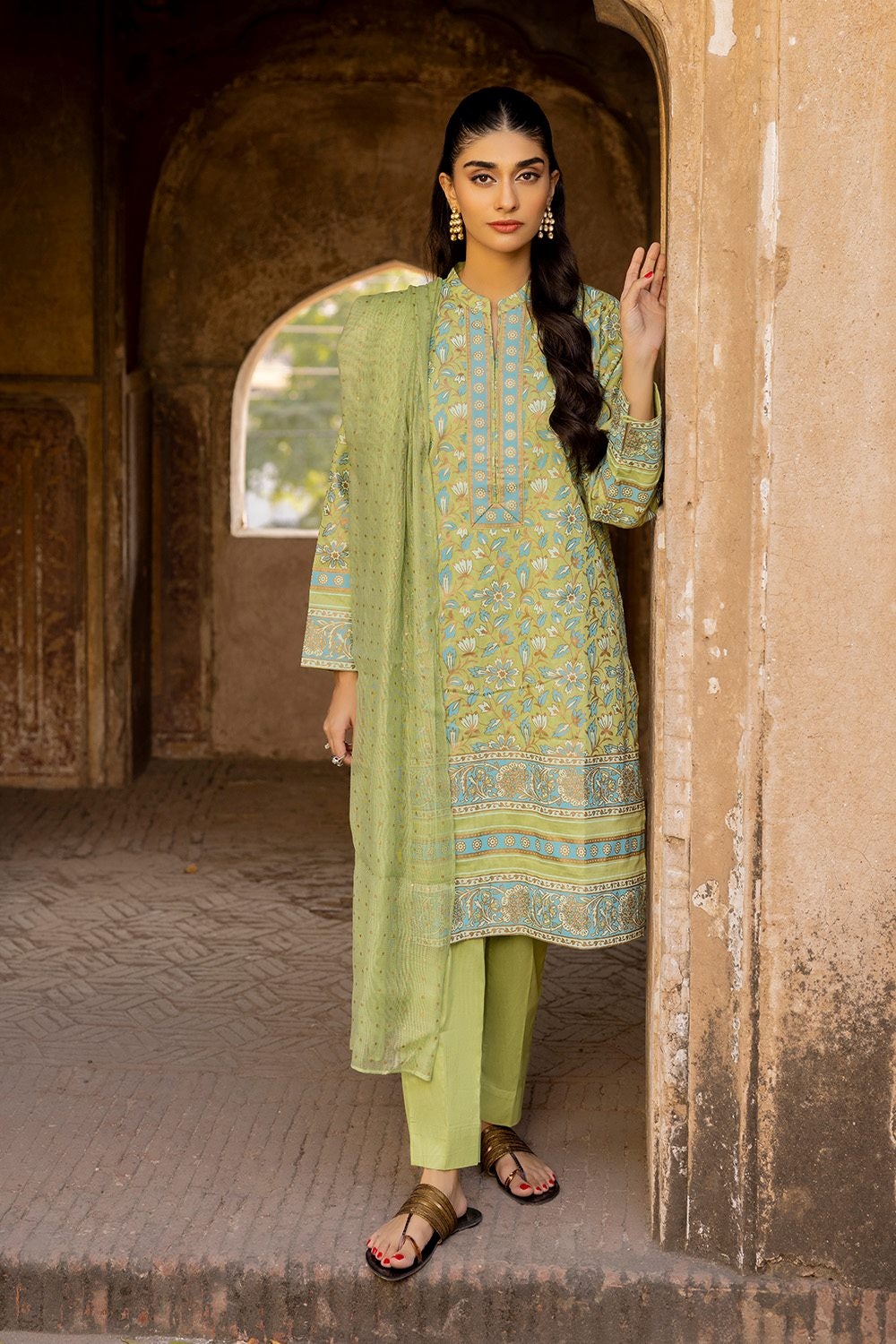 3 Piece Corduroy Block Printed Suit