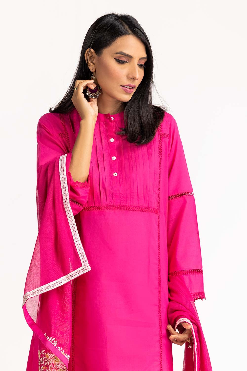 Dobby Dyed Shirt And Trouser With Embroidered Dupatta Wgk-Dbs-De-2192