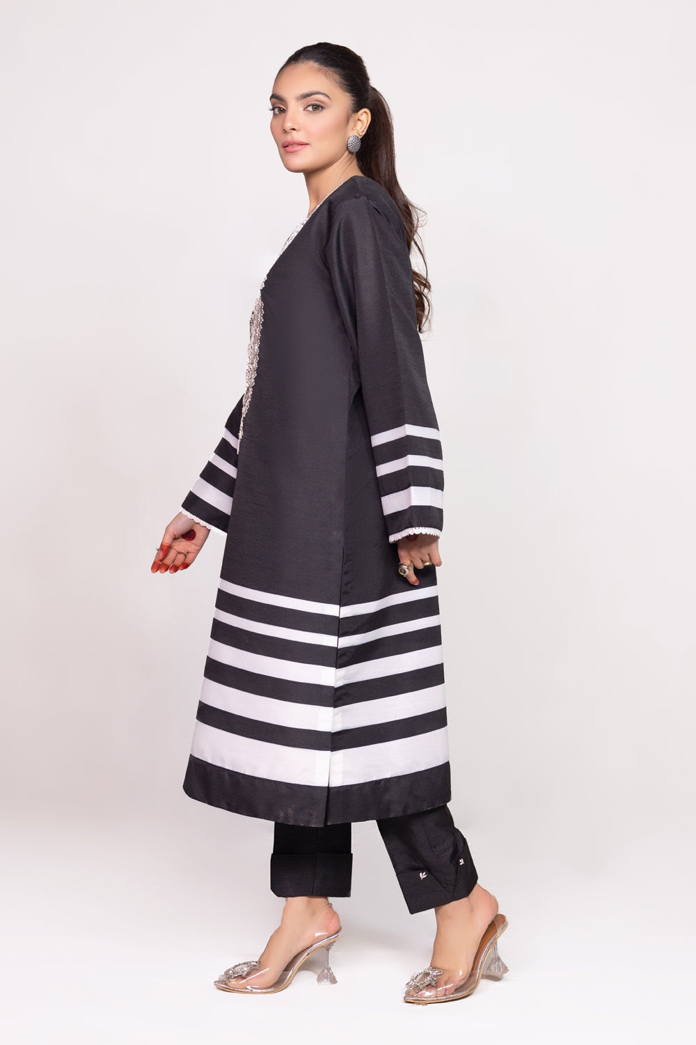 Needle Craft raw-silk Printed Embroidered Shirt