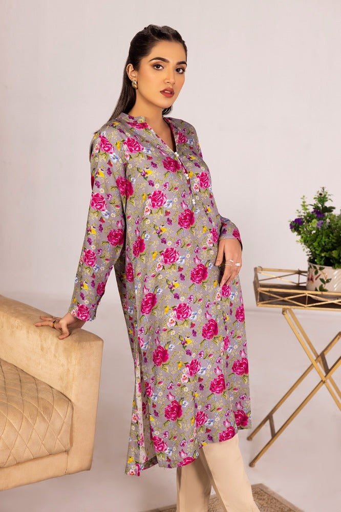 Slub Viscose Printed Shirt