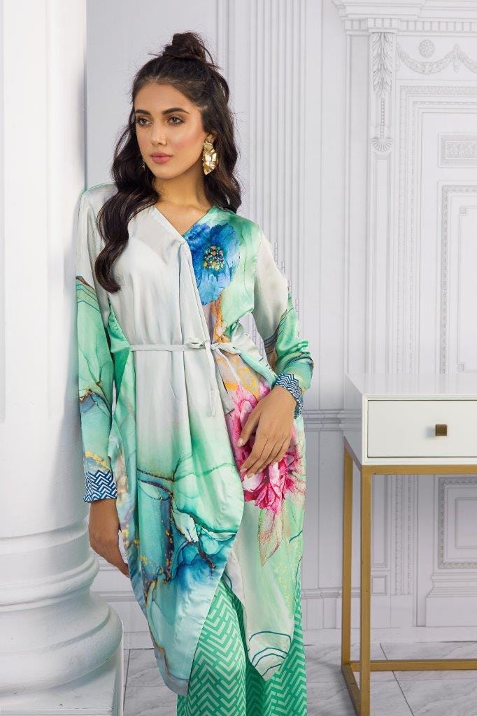 Charmeuse Silk Digital Printed Shirt and Charmeuse Silk Digital Printed Trouser