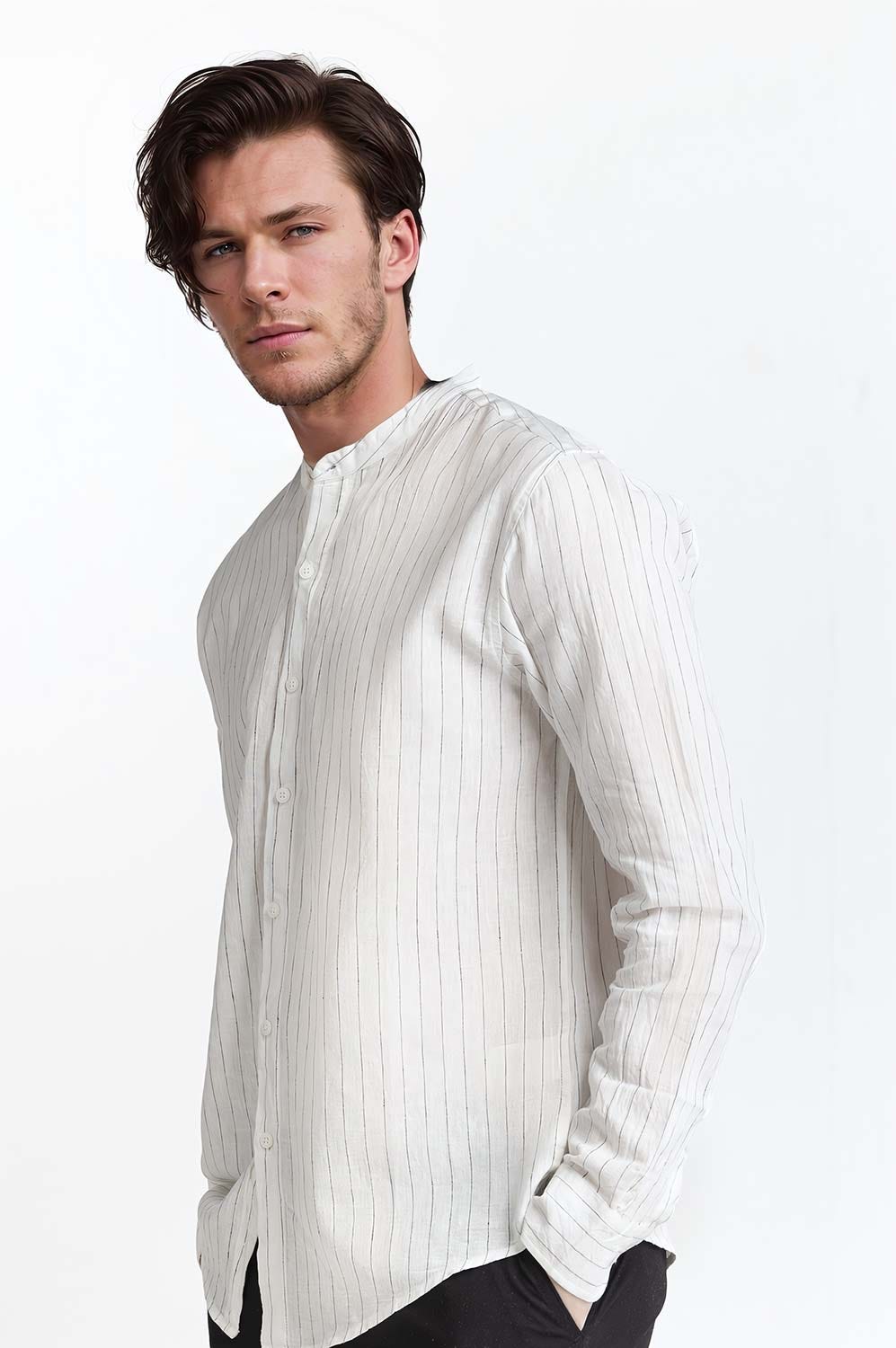 White Black Stripe Casual Shirt