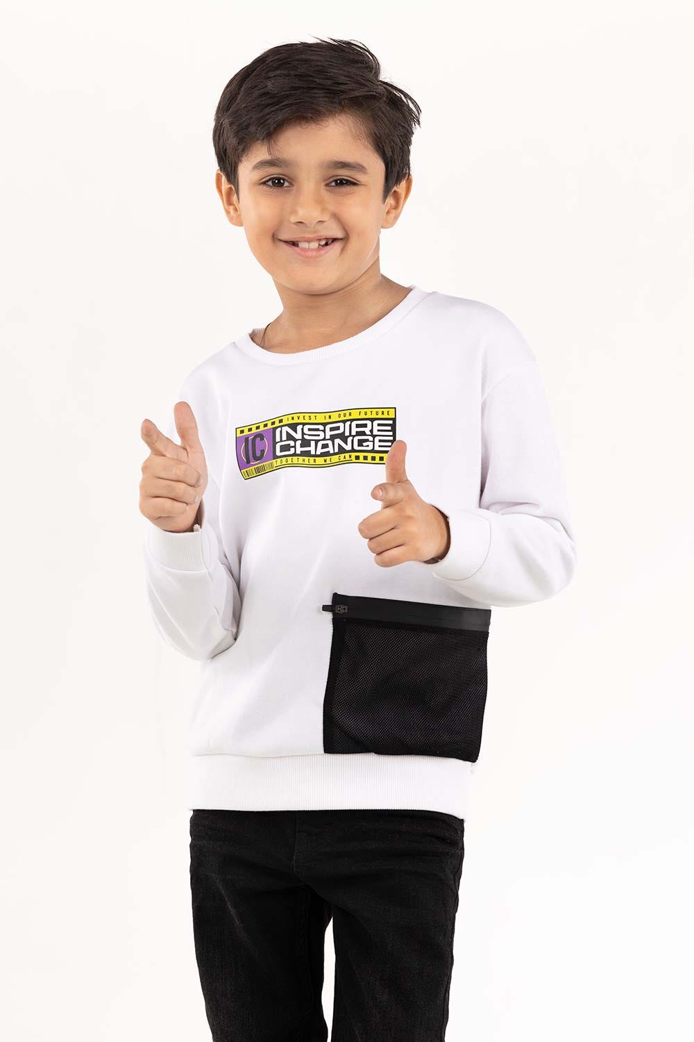 Junior Boy White Sweatshirt
