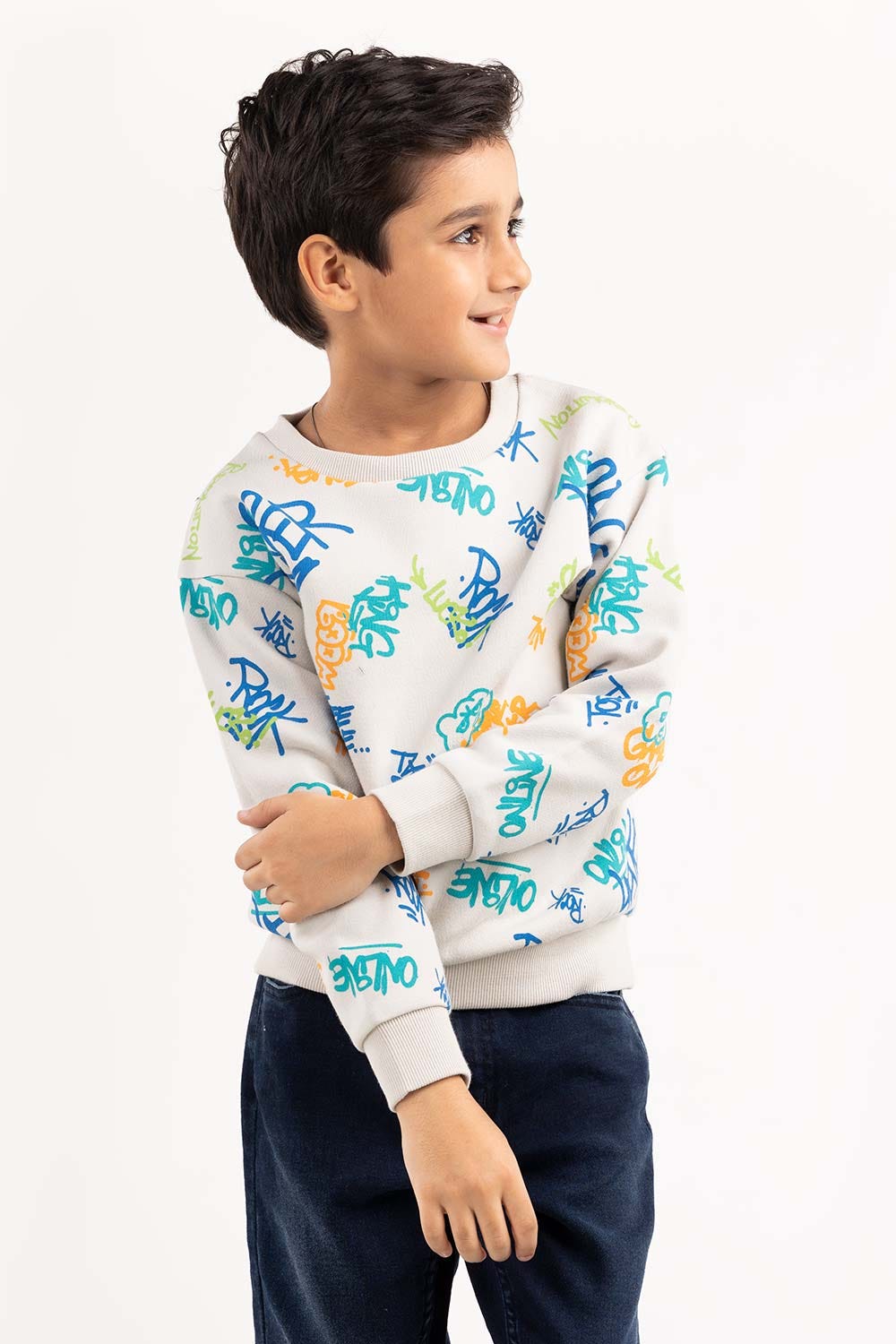Junior Boy White Sweatshirt