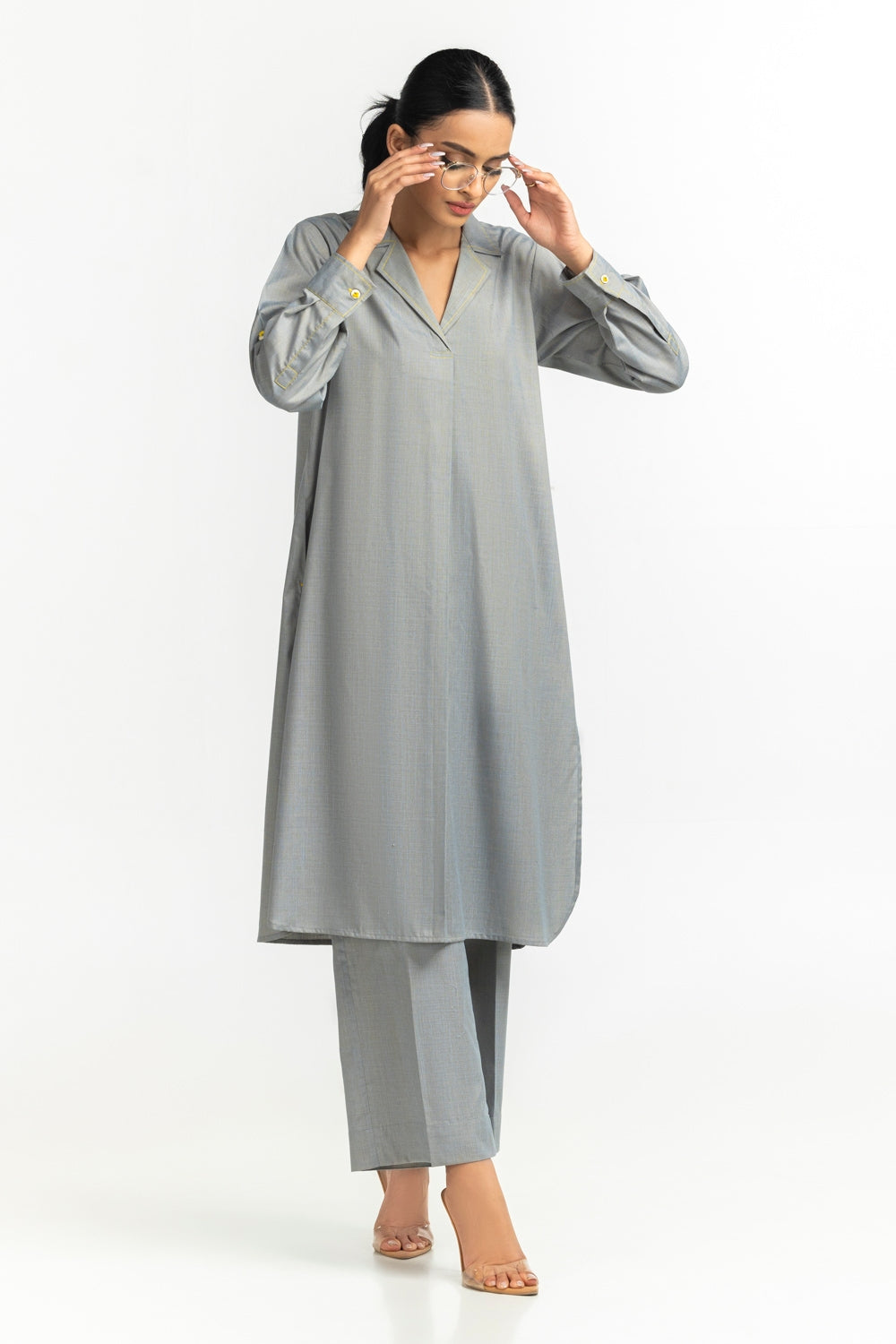 Yarn-Dyed Two Tone Co-Ord Set