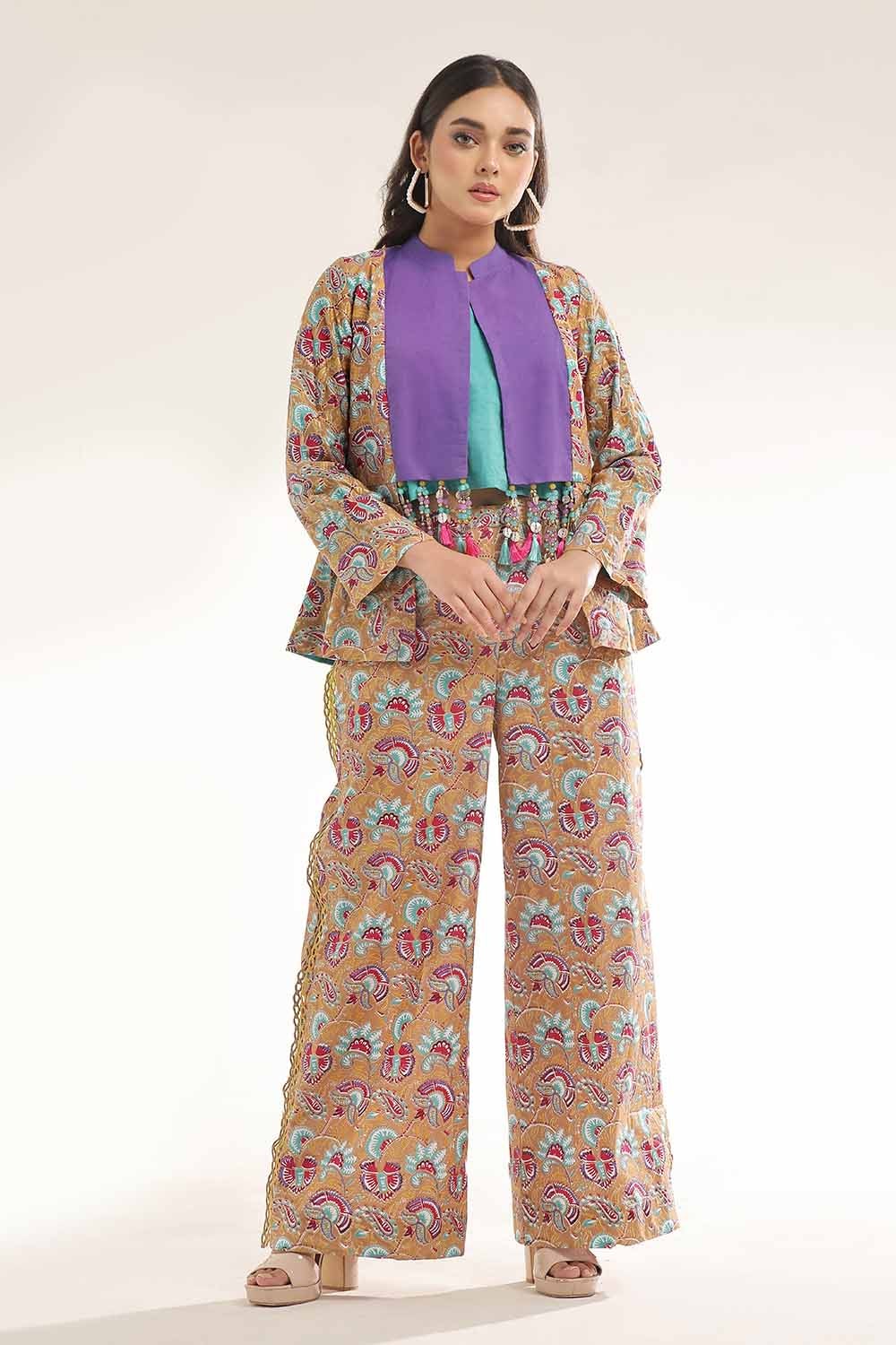 Unstitched Gold Printed Lawn Shirt