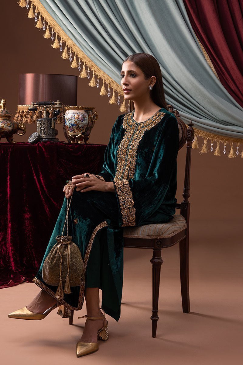 Zeenat Velvet Luxe Kaftan by Alizay Saad