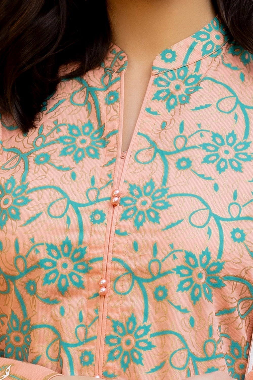 3 Piece Corduroy Block Printed Suit