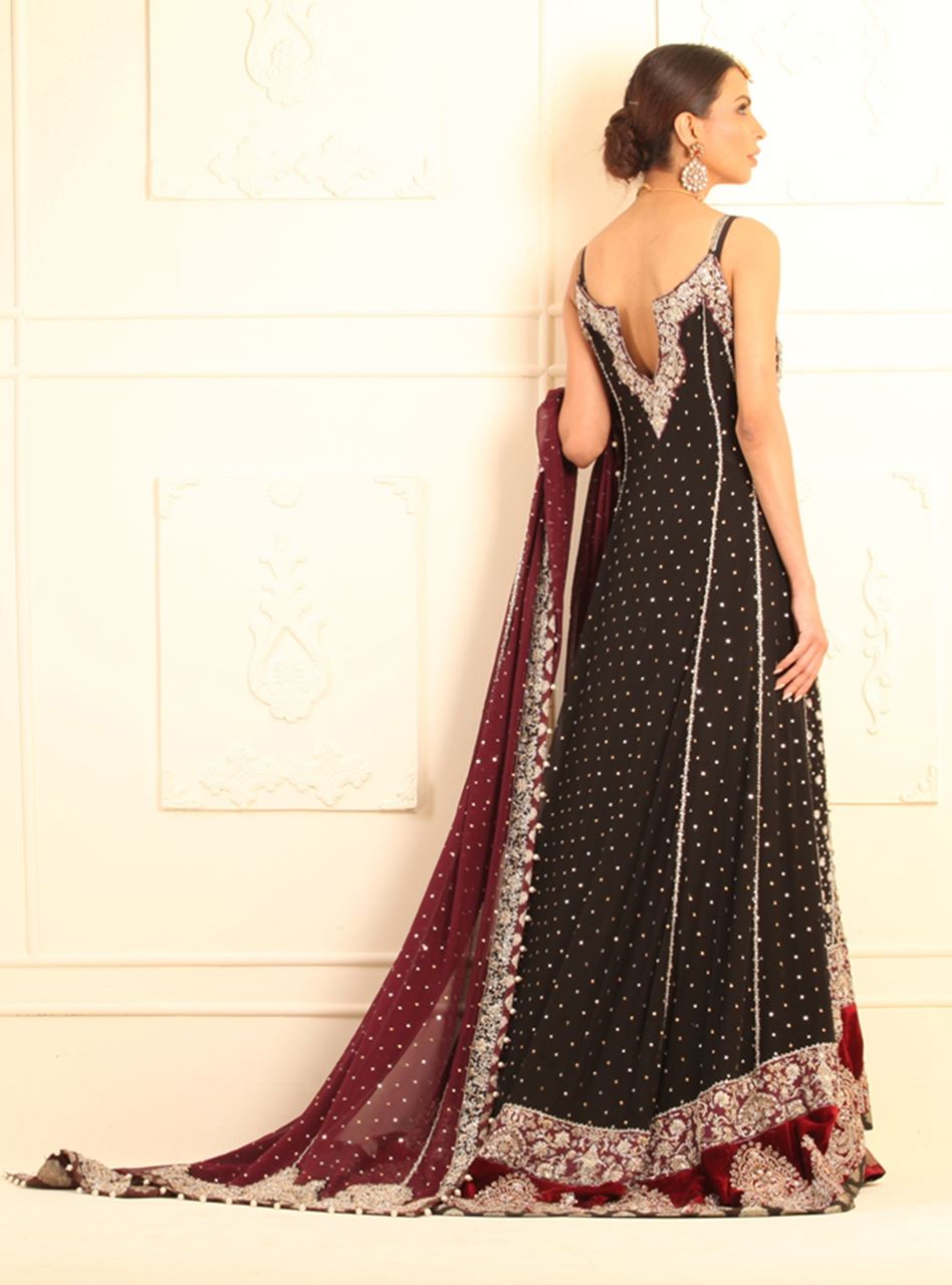 Black Chiffon Spaghetti Strapped Dress