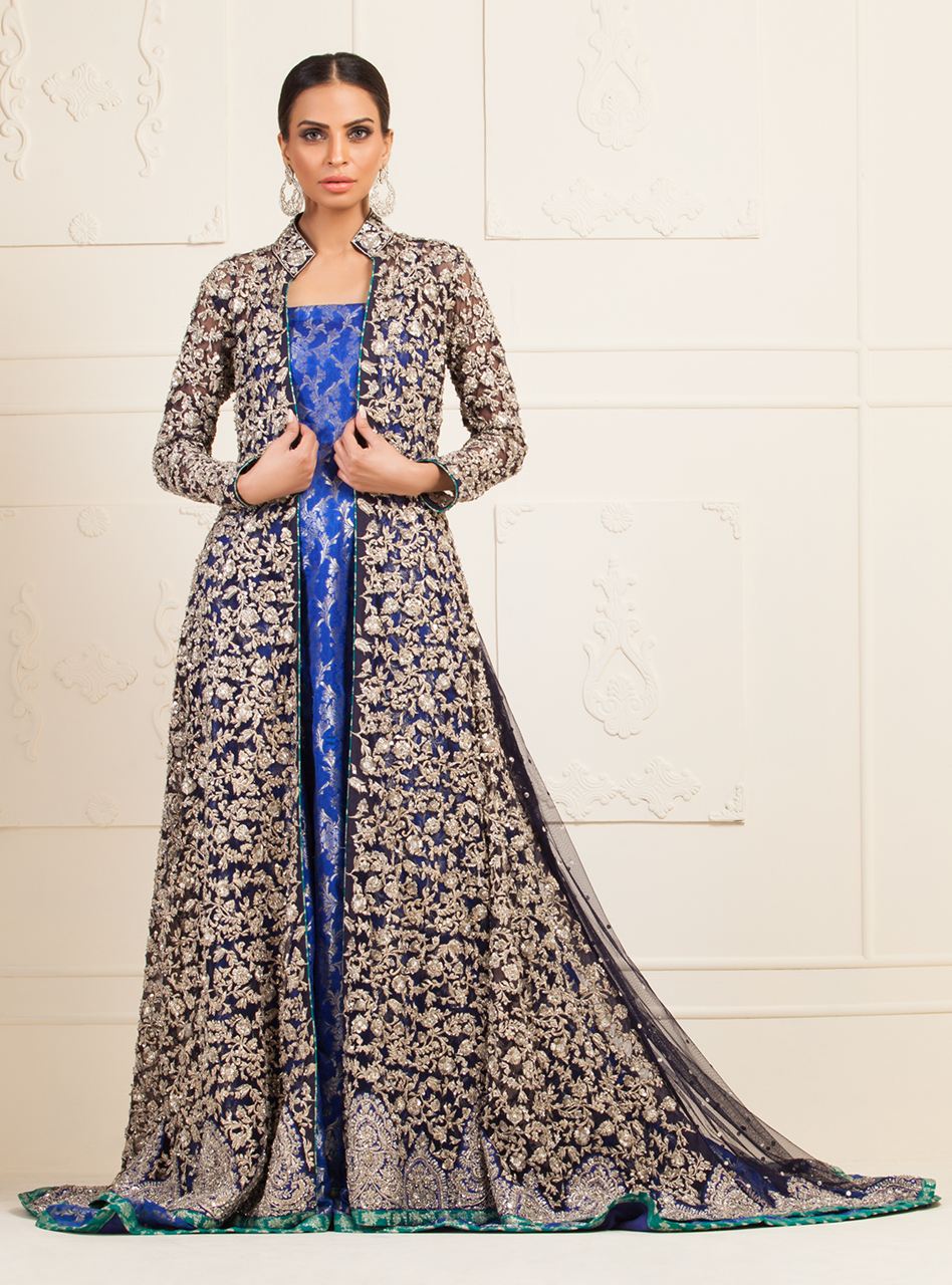 Navy Blue Embellished Net Jacket