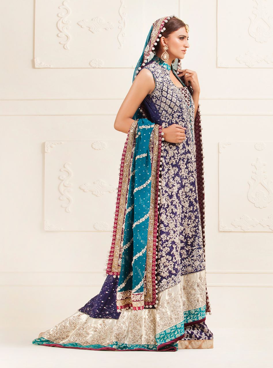 Navy Blue Mesuri Front Open Dress
